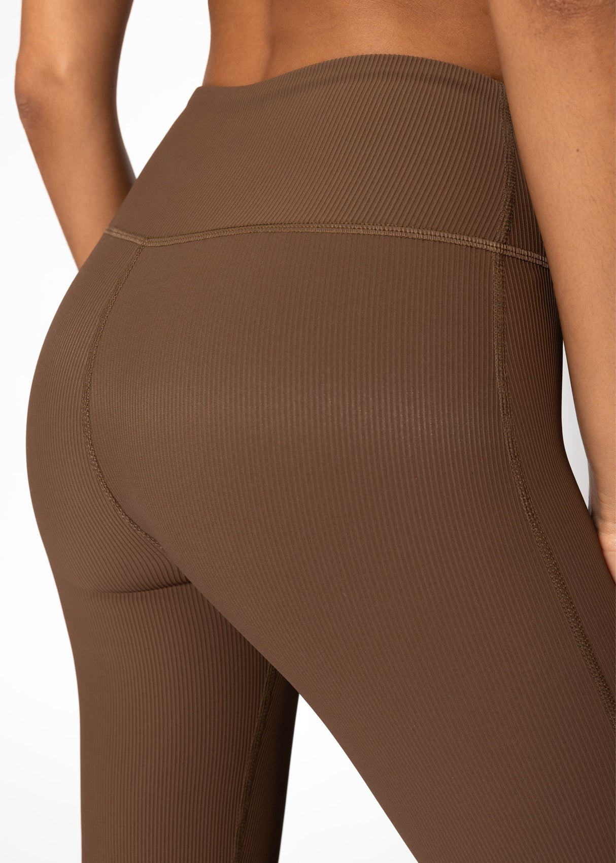 Flare Leggings mit Rippstruktur - braun