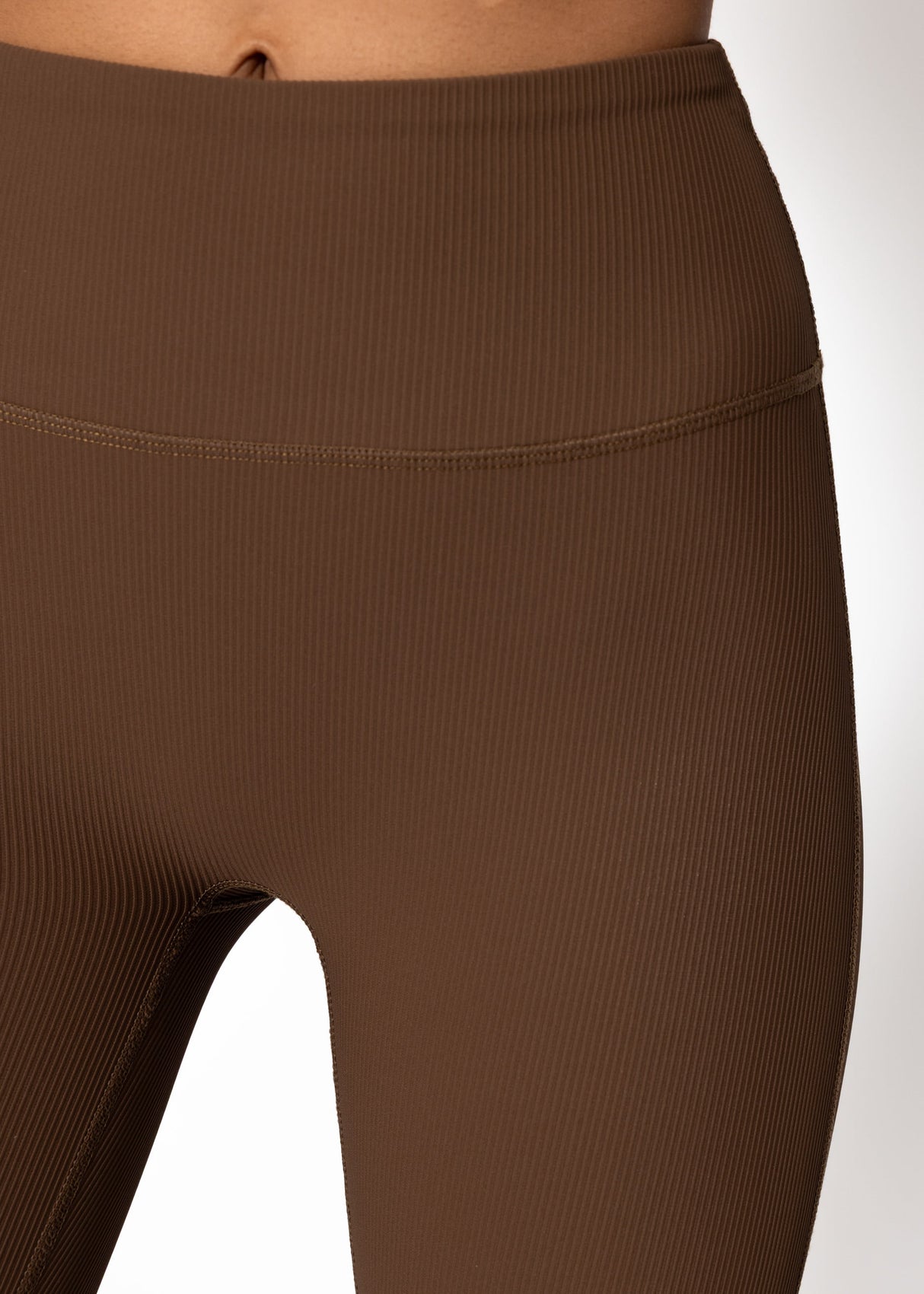 Flare Leggings mit Rippstruktur - braun