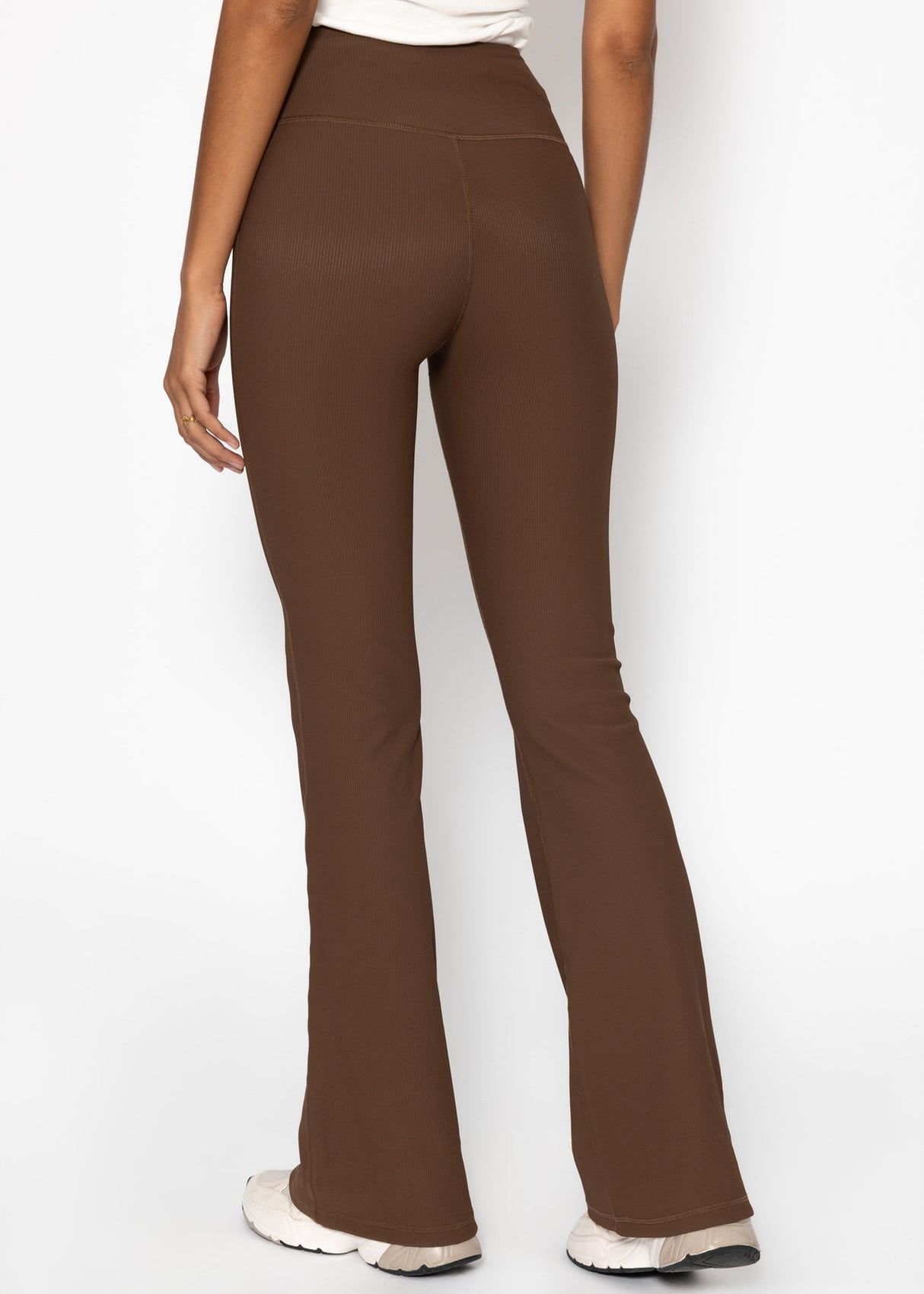 Flare Leggings mit Rippstruktur - braun