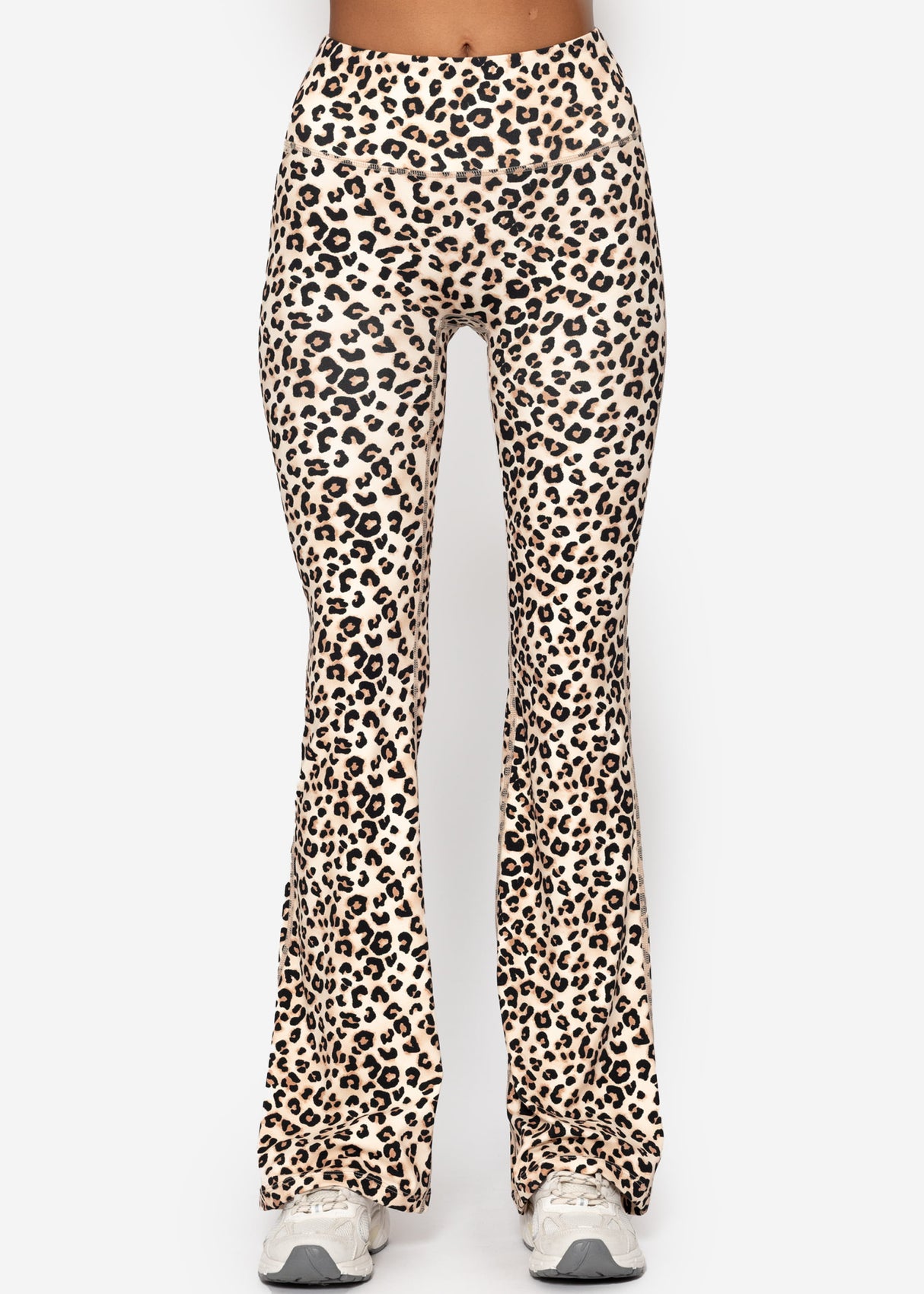 Flare Sportleggings mit Leo-Print - beige