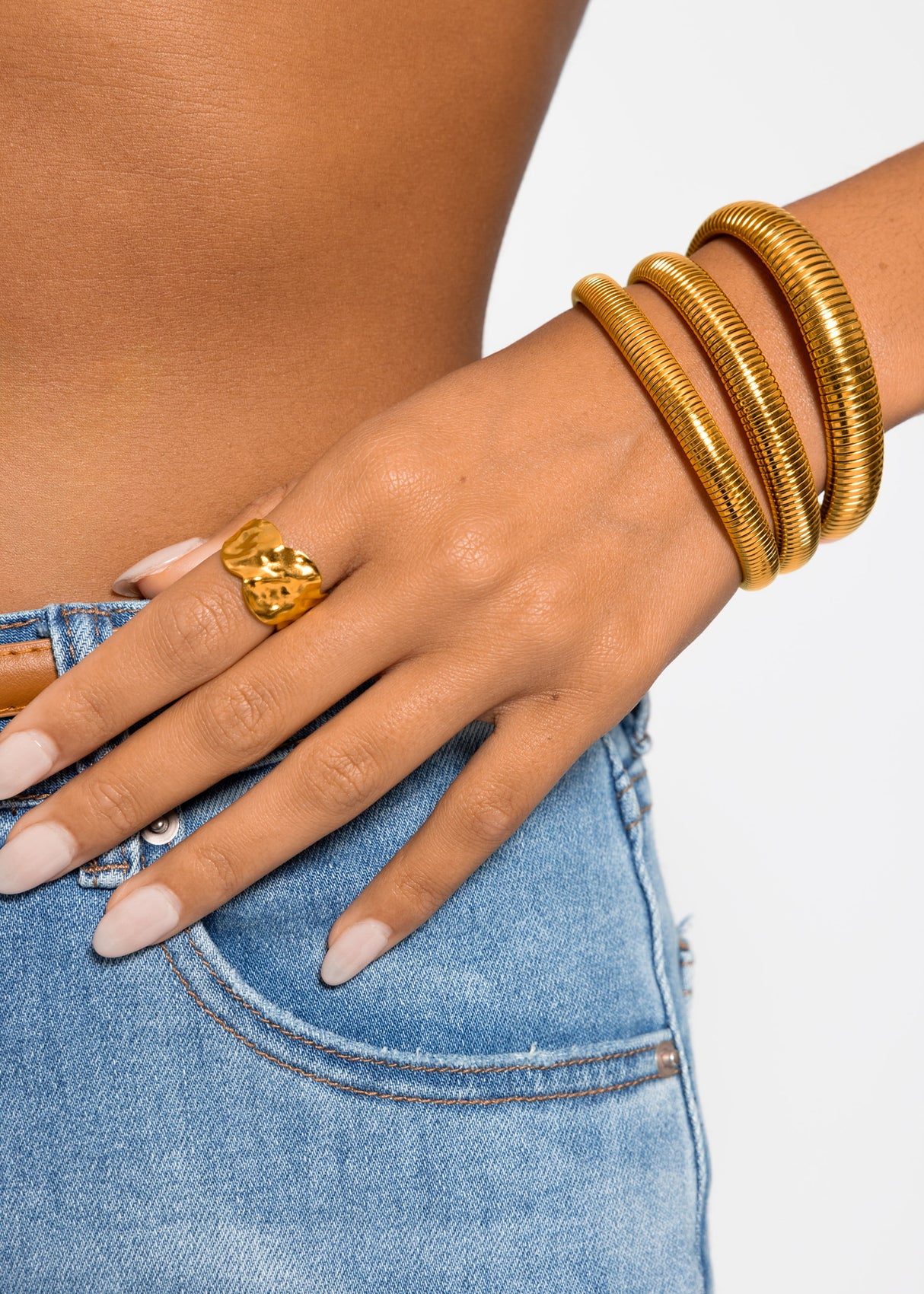 Gerilltes Armband breit - gold