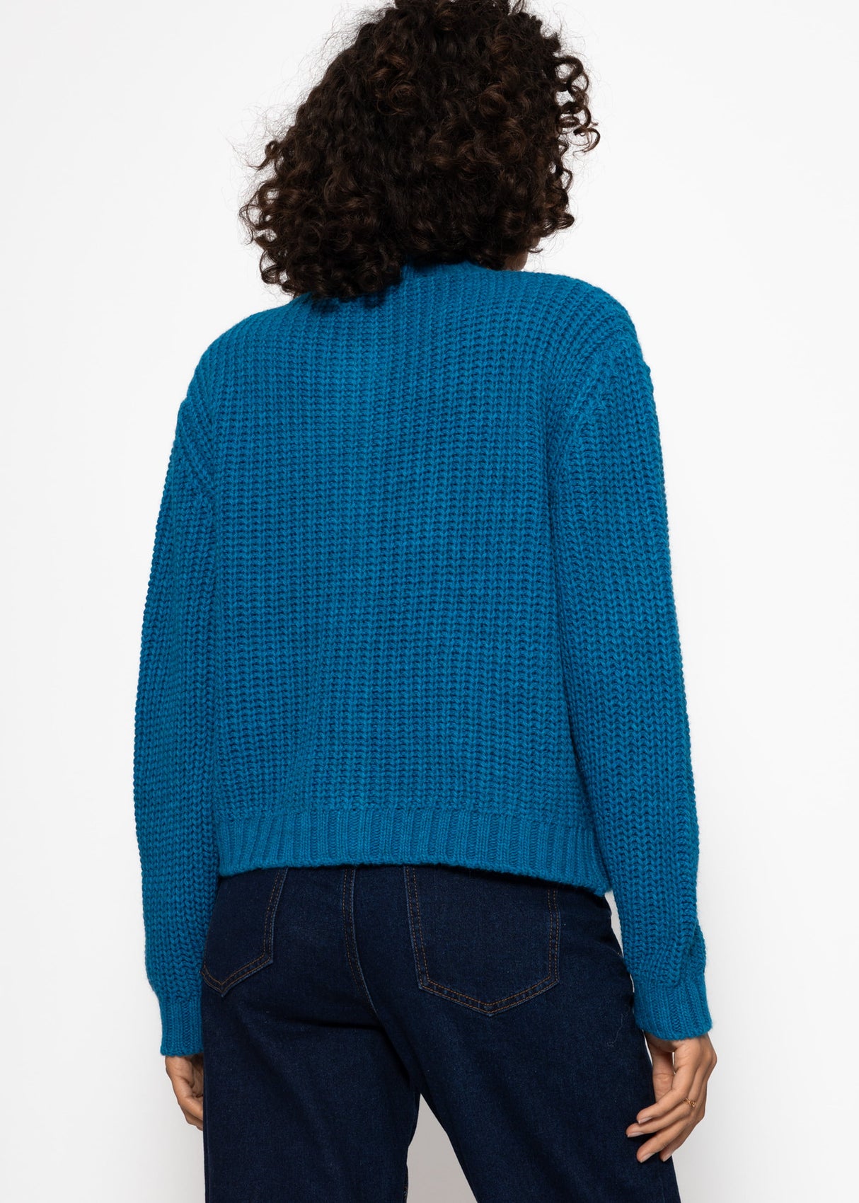 Gerippter Cardigan mit Taschen - petrol