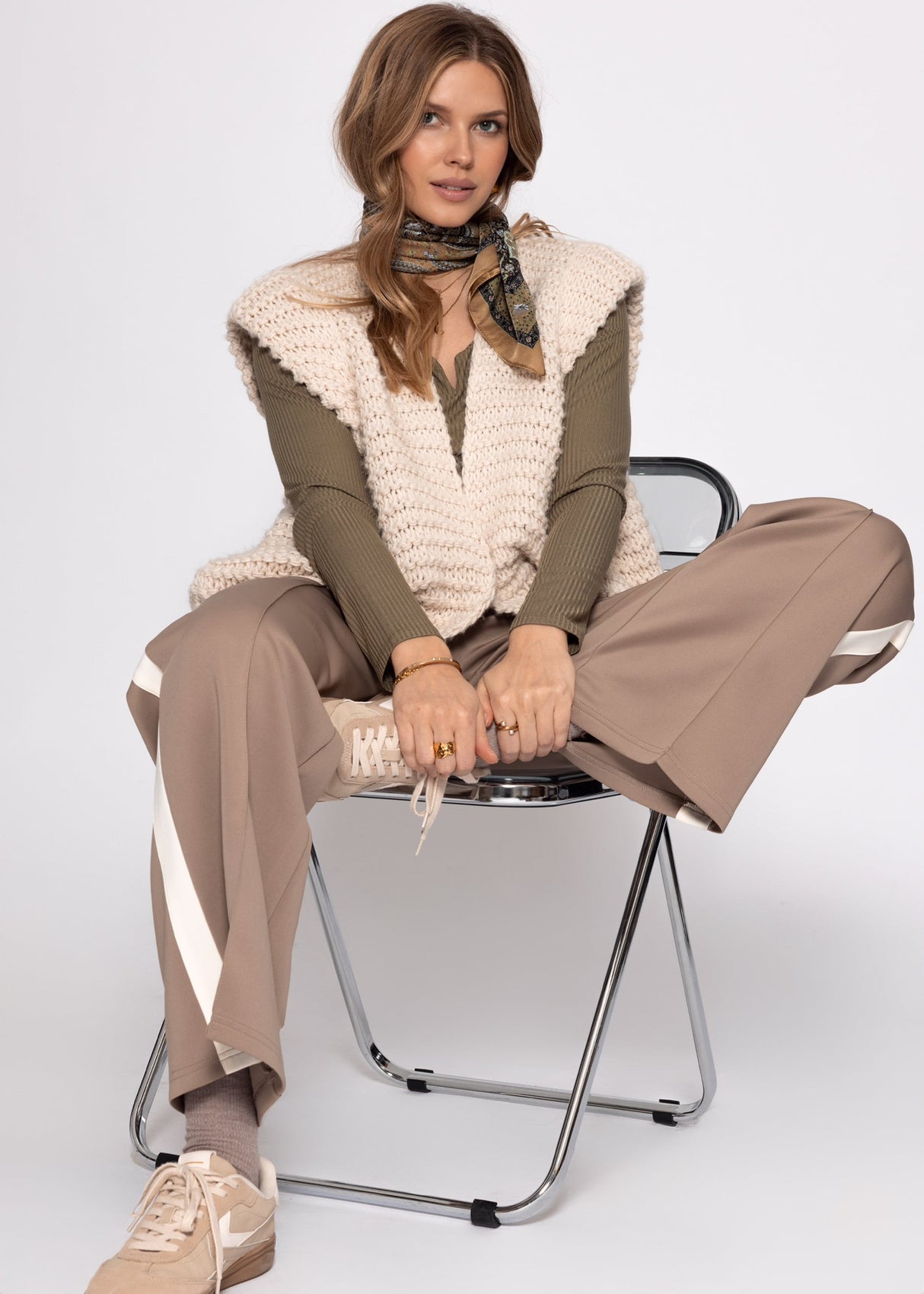 Ribbed long-sleeved shirt - khaki
