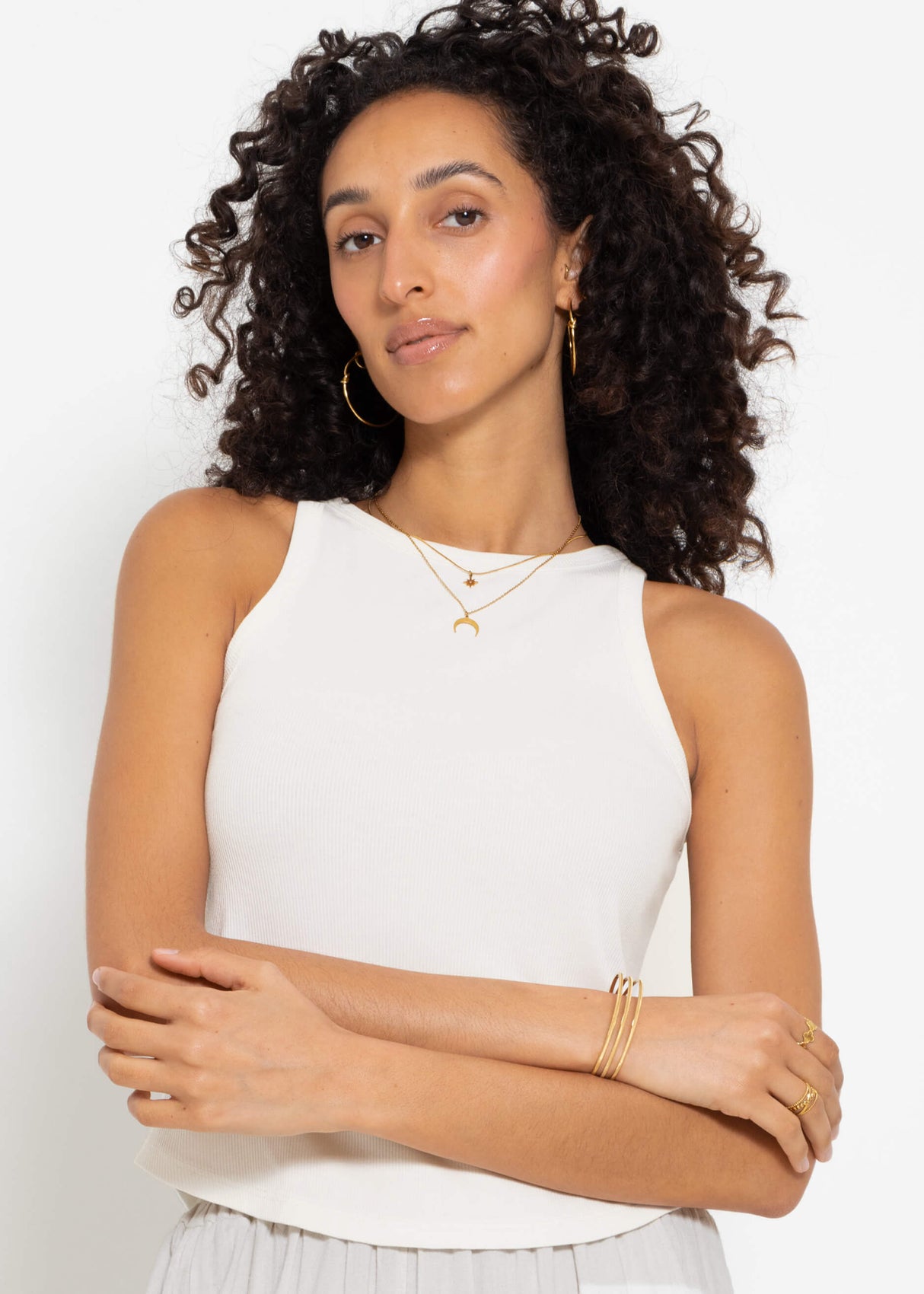 Geripptes Tank Top - offwhite