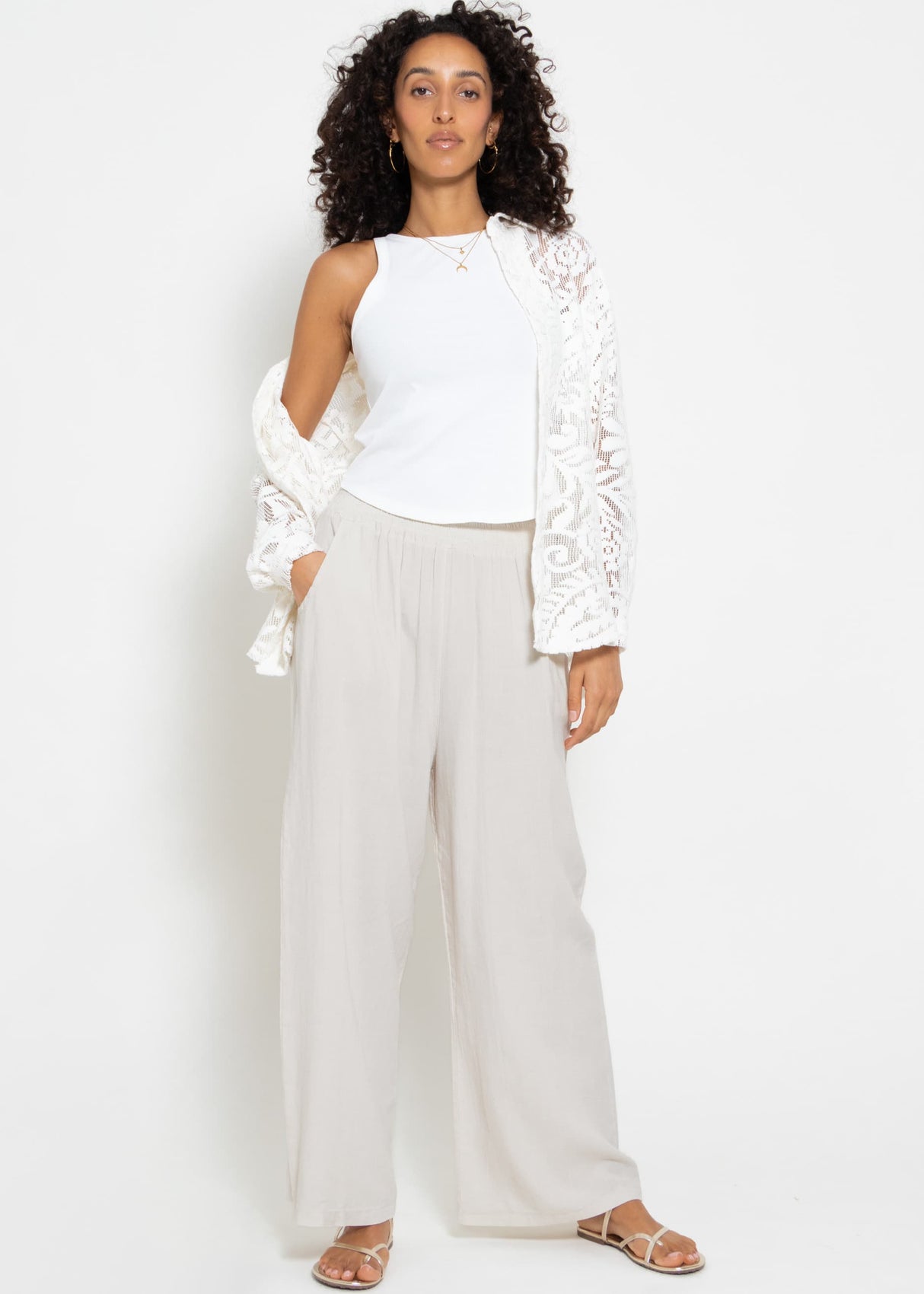 Geripptes Tank Top - offwhite