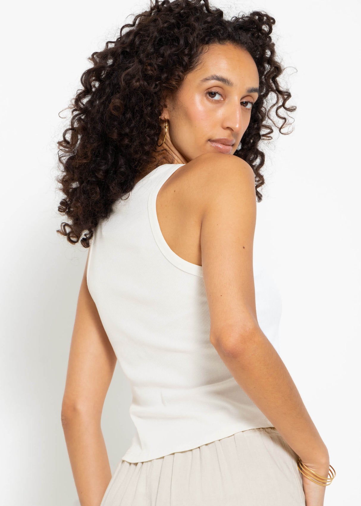 Geripptes Tank Top - offwhite