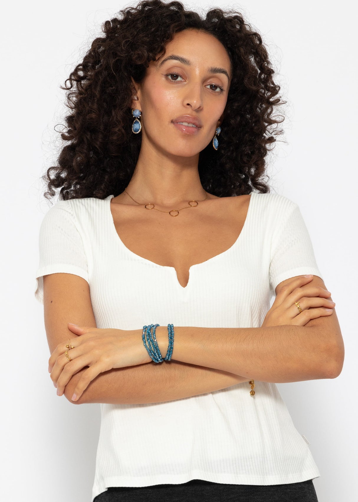 Ribbed T-shirt - off-white