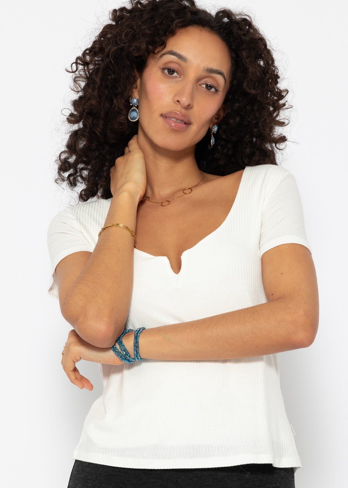 Ribbed T-shirt - off-white