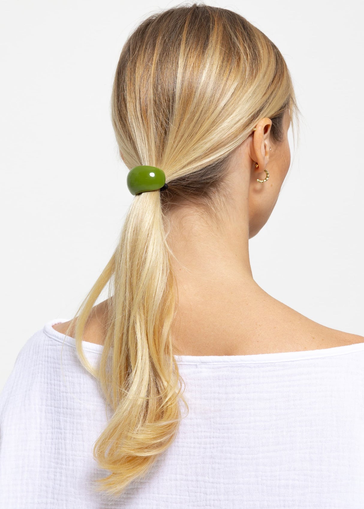 Curved hair tie - green