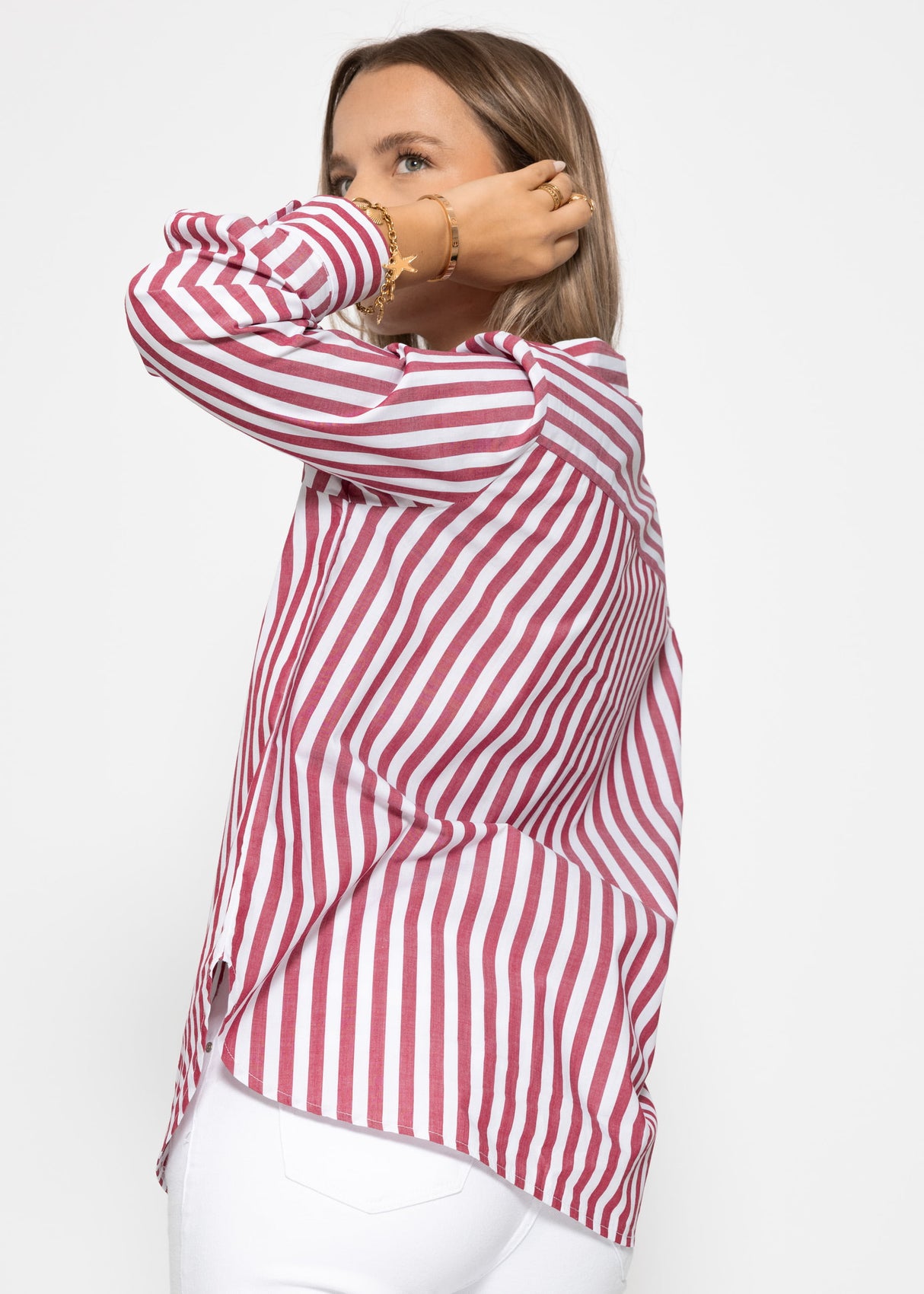 Gestreifte Bluse - rot