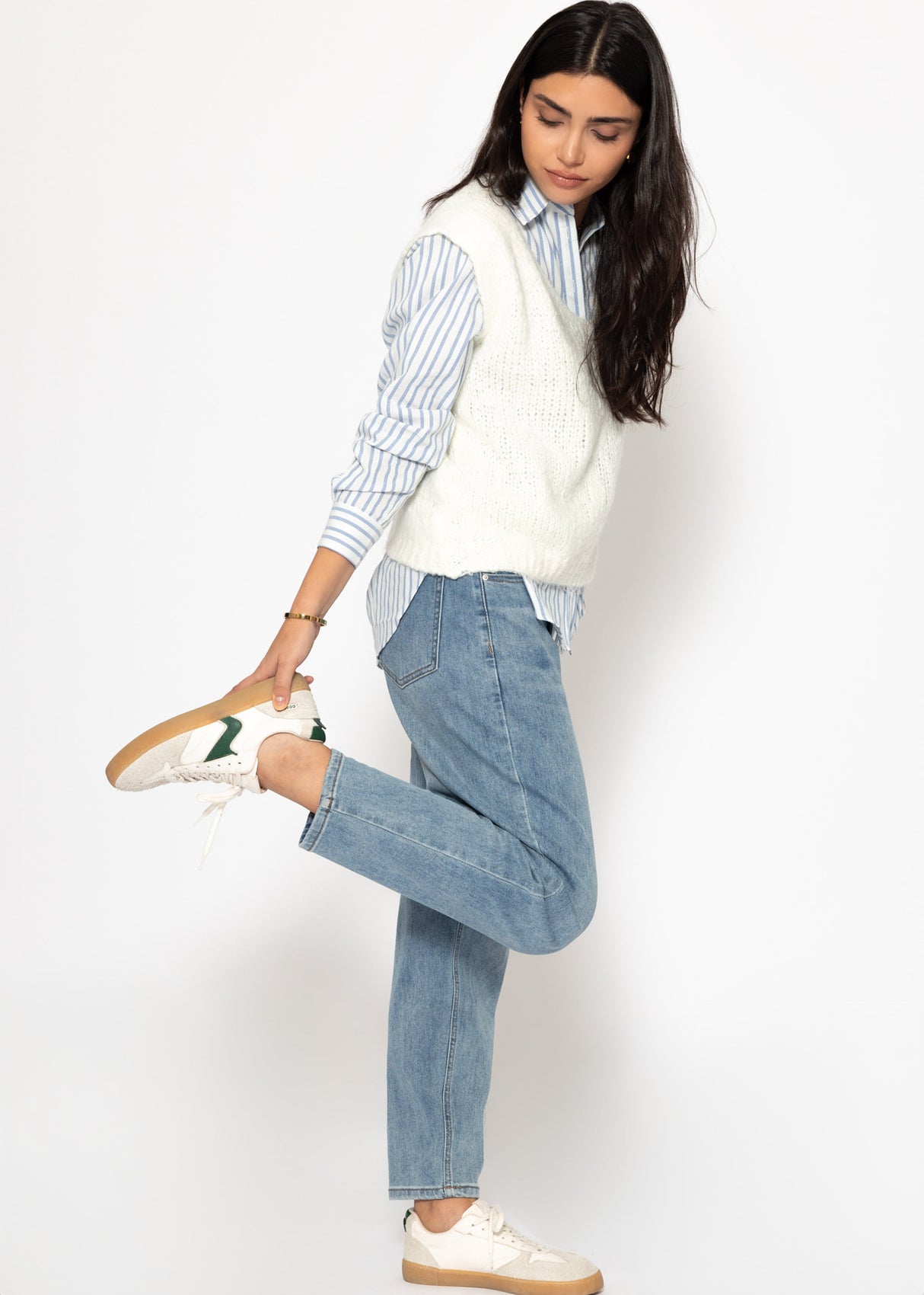 Gestreifte Hemdbluse - blau