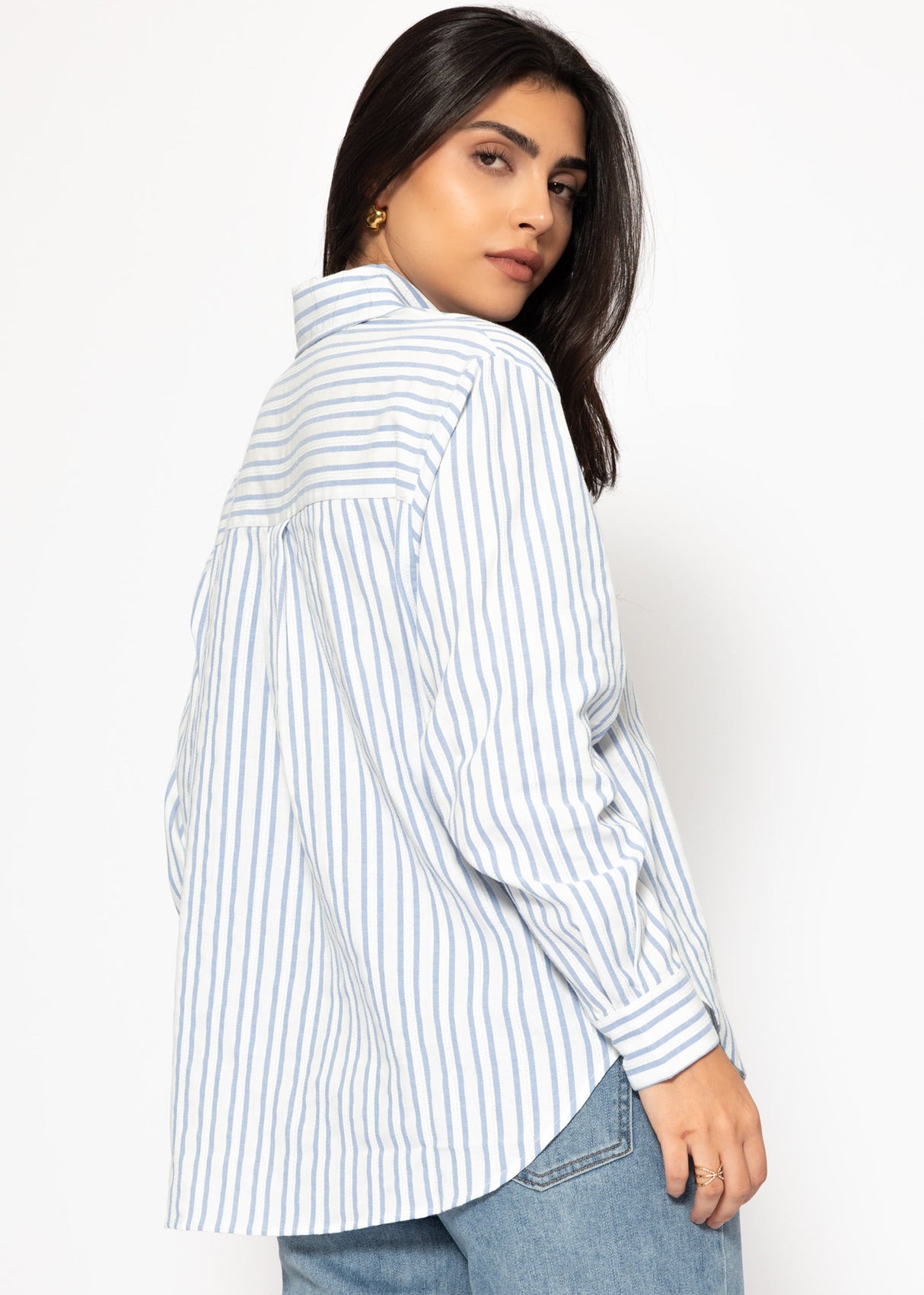 Gestreifte Hemdbluse - blau