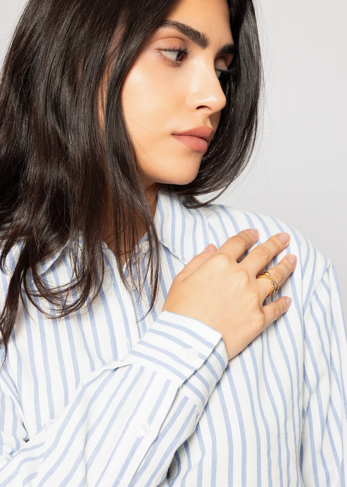 Gestreifte Hemdbluse - blau