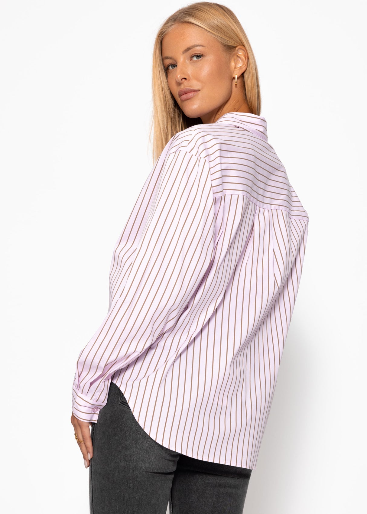 Gestreifte Hemdbluse - rosa