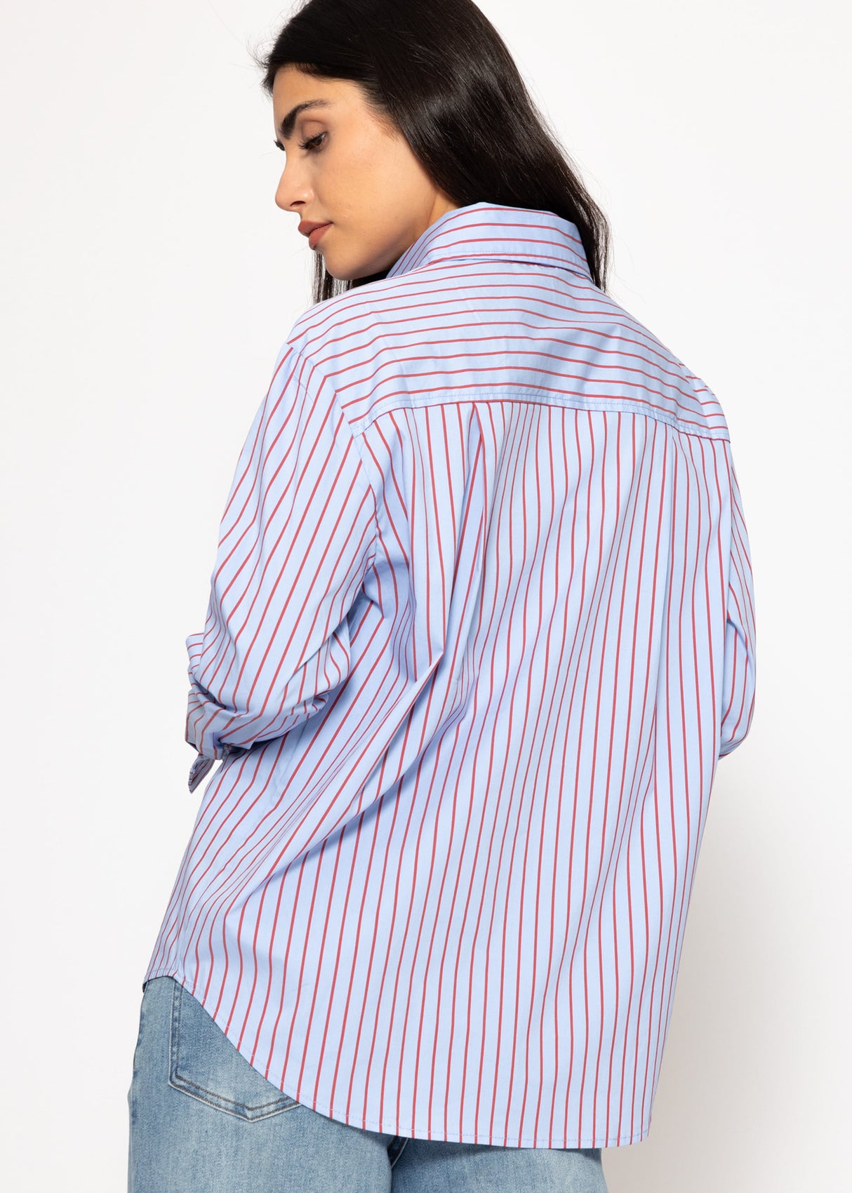 Striped bow blouse - blue