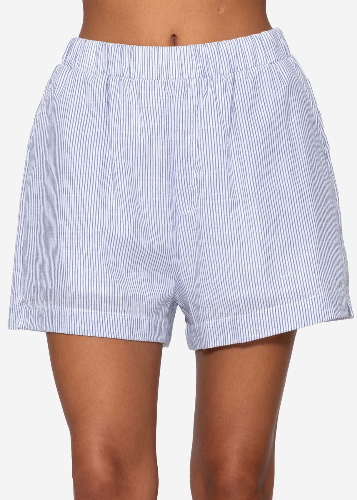 Gestreifte Pyjama Shorts - hellblau