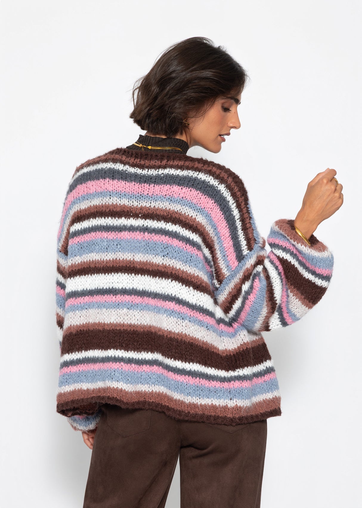 Striped cardigan - pink blue