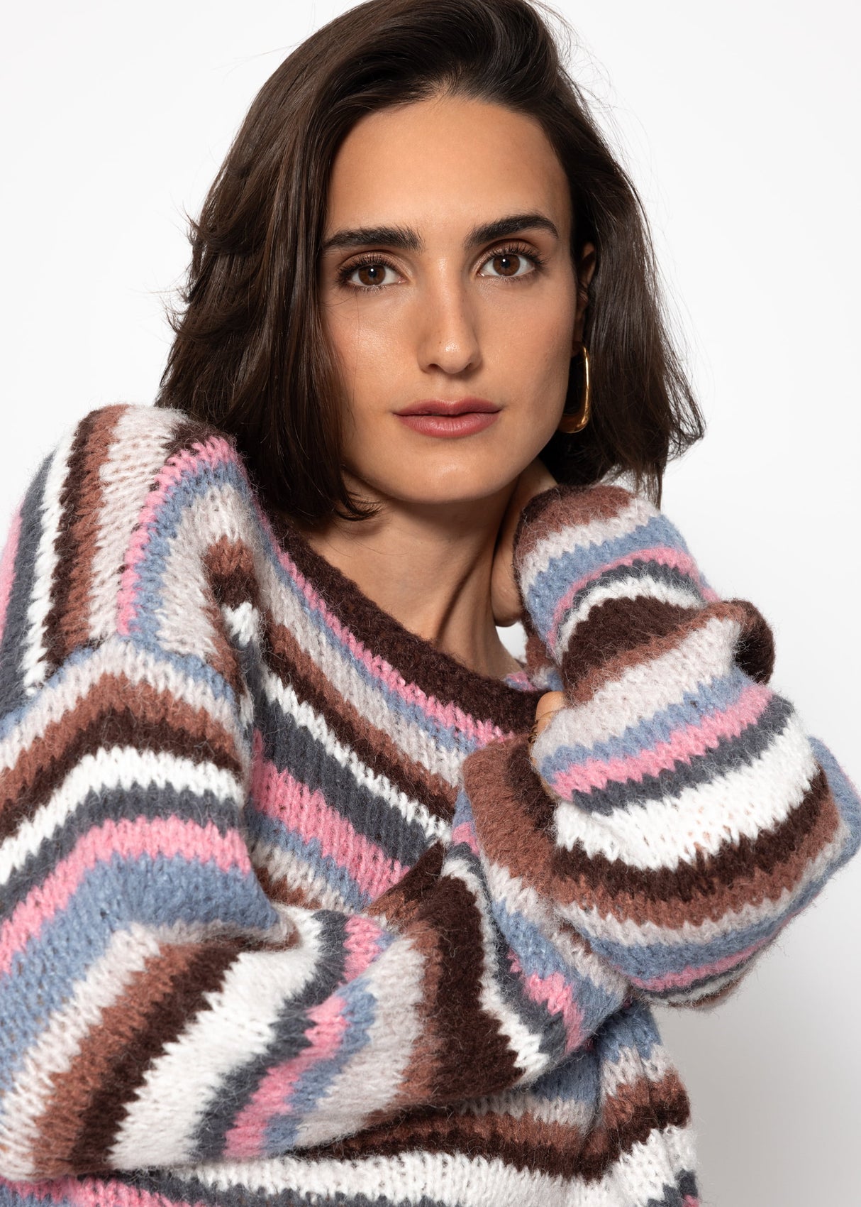 Gestreifter Pullover - braun