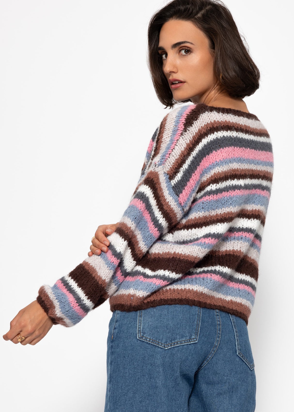 Gestreifter Pullover - braun