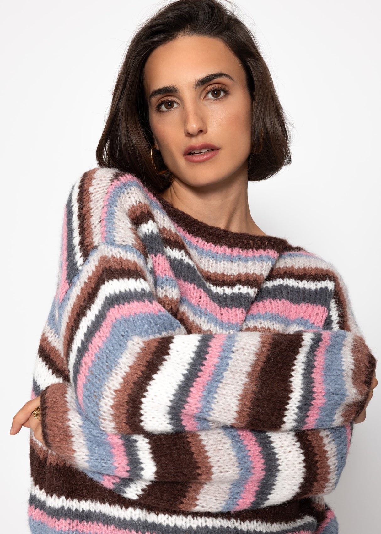 Gestreifter Pullover - braun