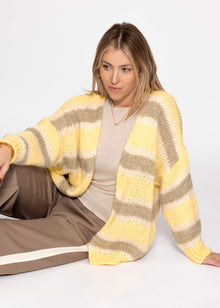 Striped oversized cardigan - butter yellow
