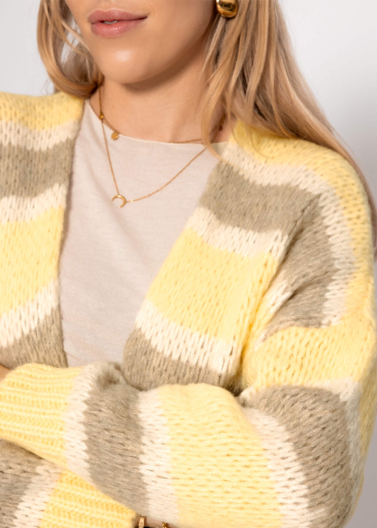 Striped oversized cardigan - butter yellow