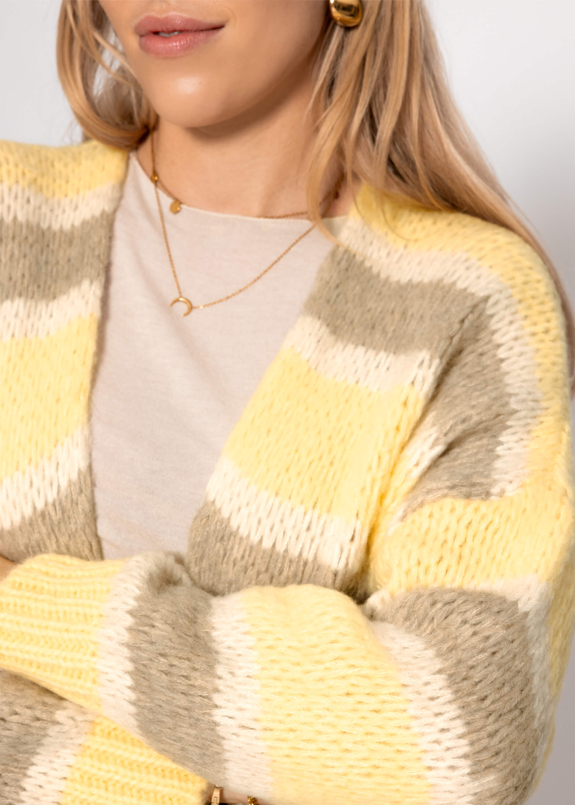 Striped oversized cardigan - butter yellow