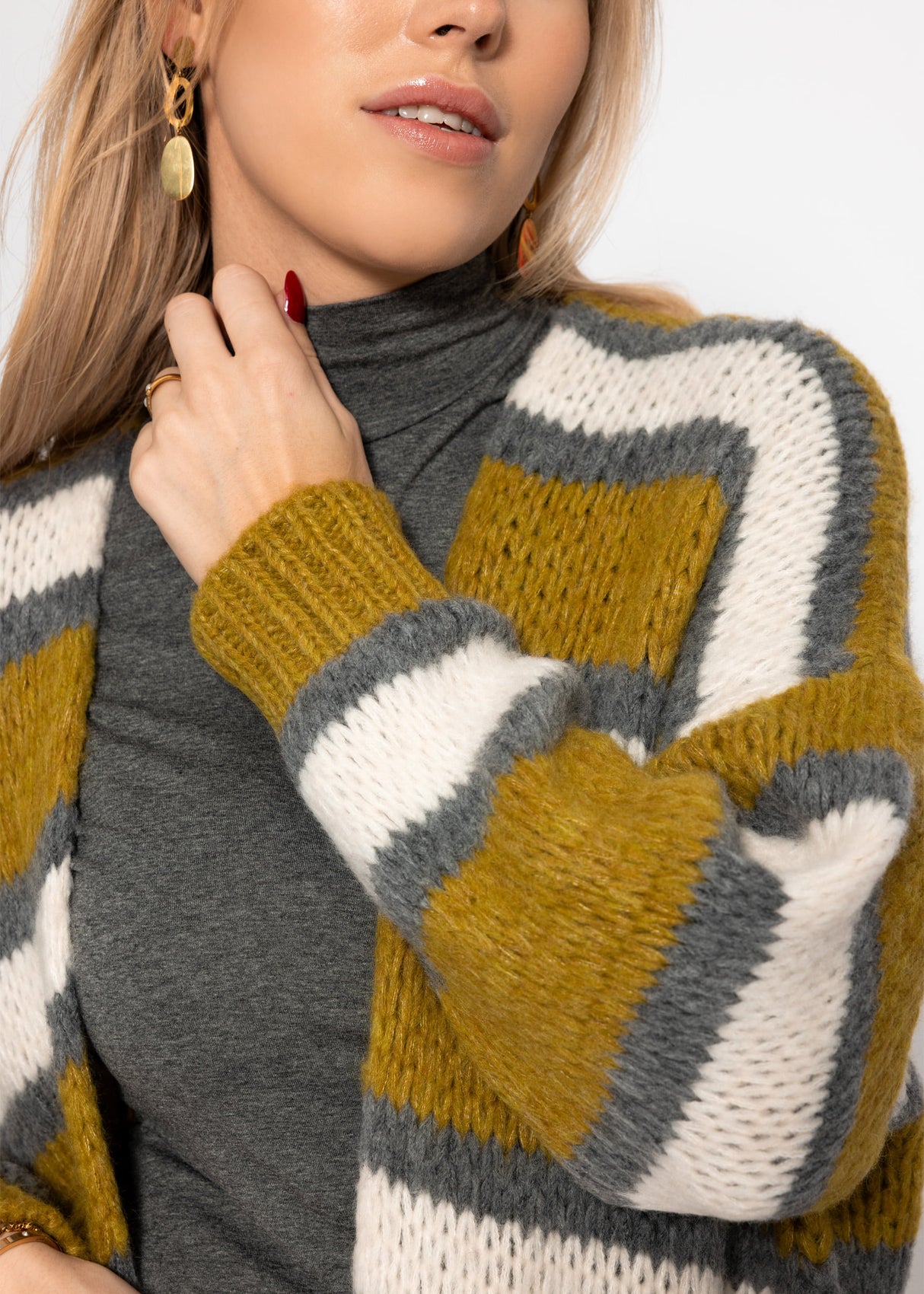 Striped oversized cardigan - green