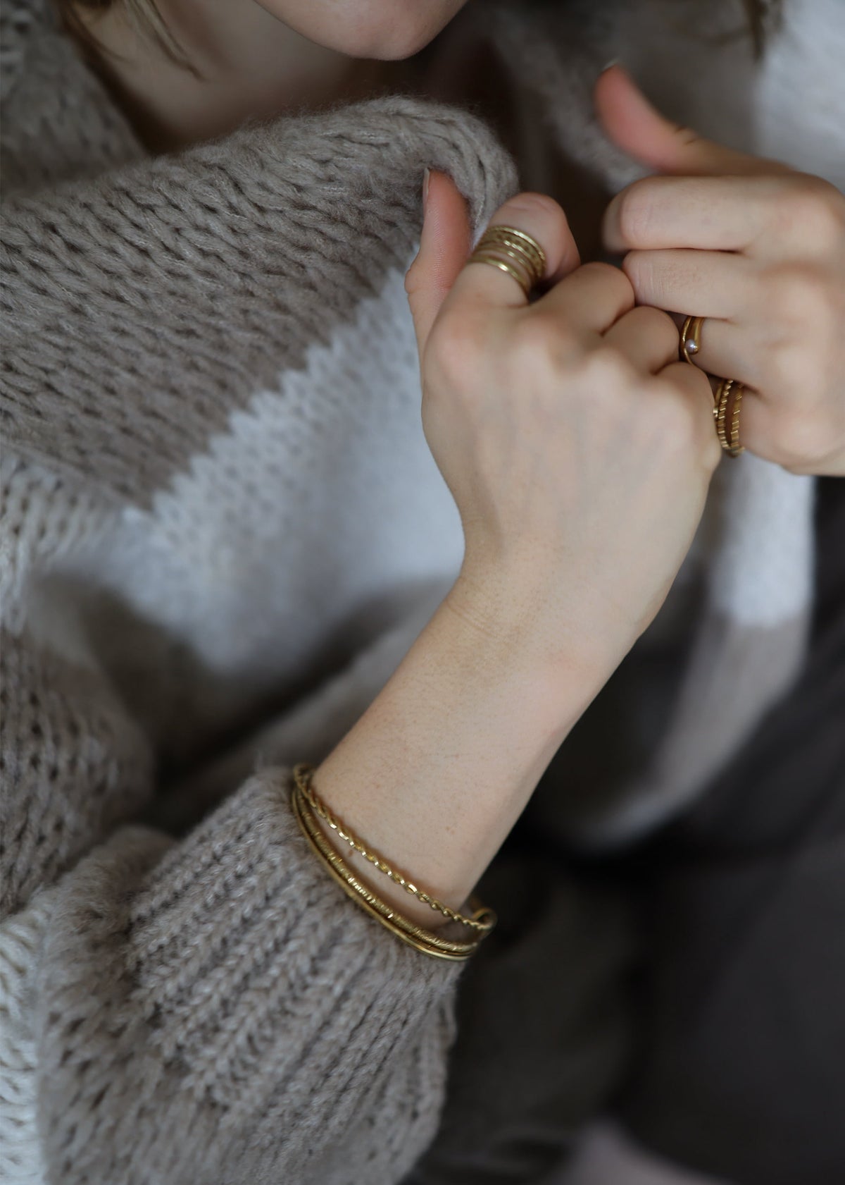 Gestreifter oversize Cardigan - taupe