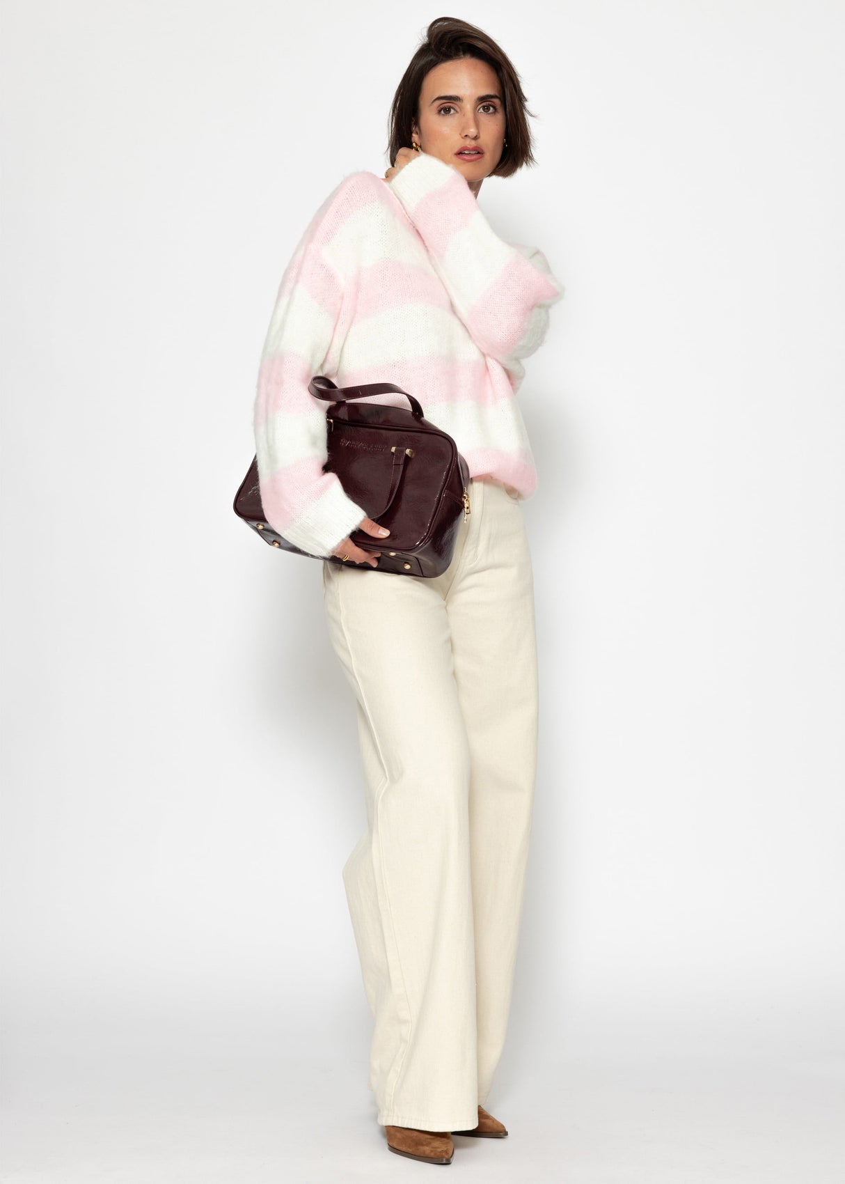 Gestreifter Pullover - rosa-offwhite