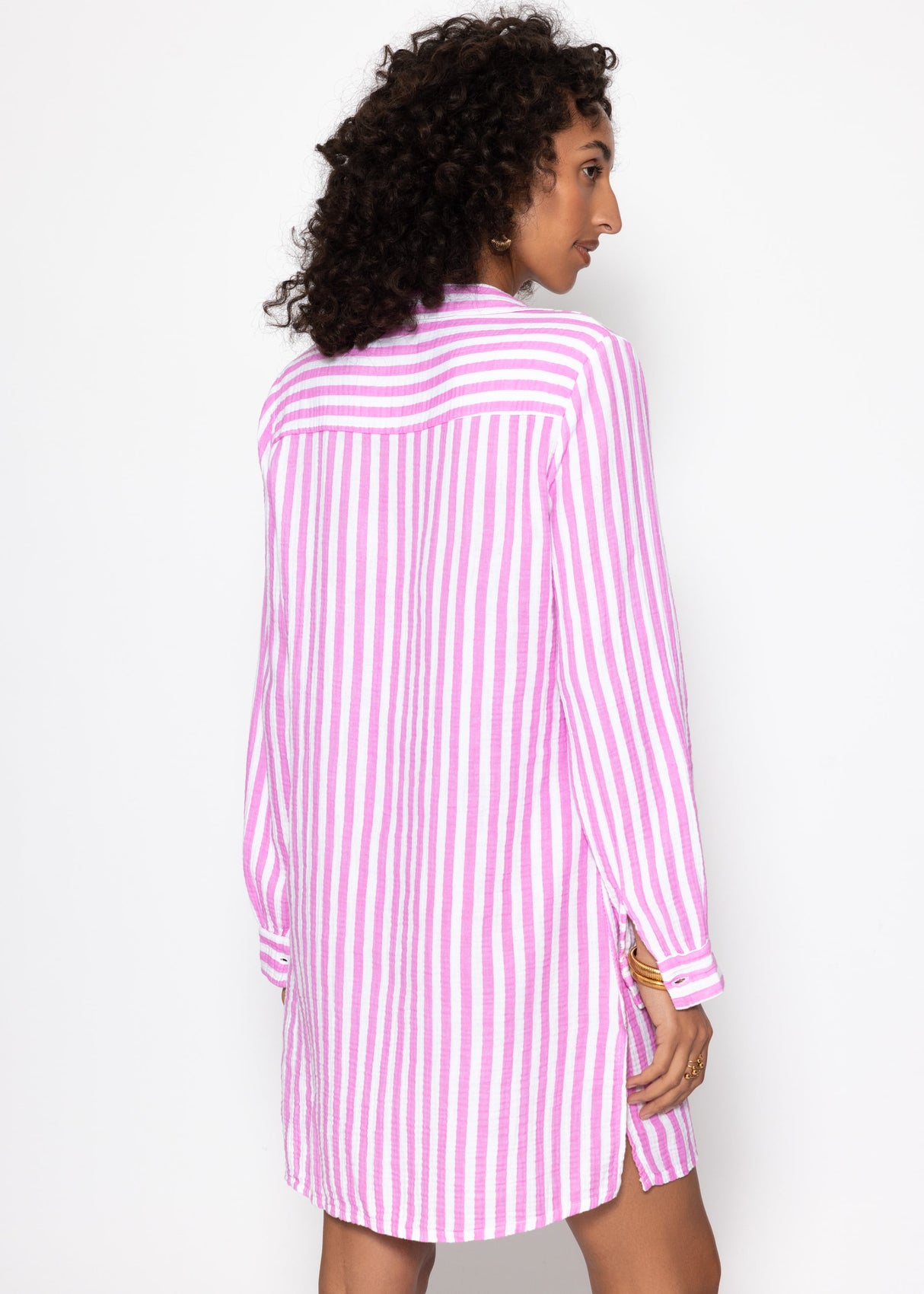 Gestreiftes Strandkleid - pink-weiß