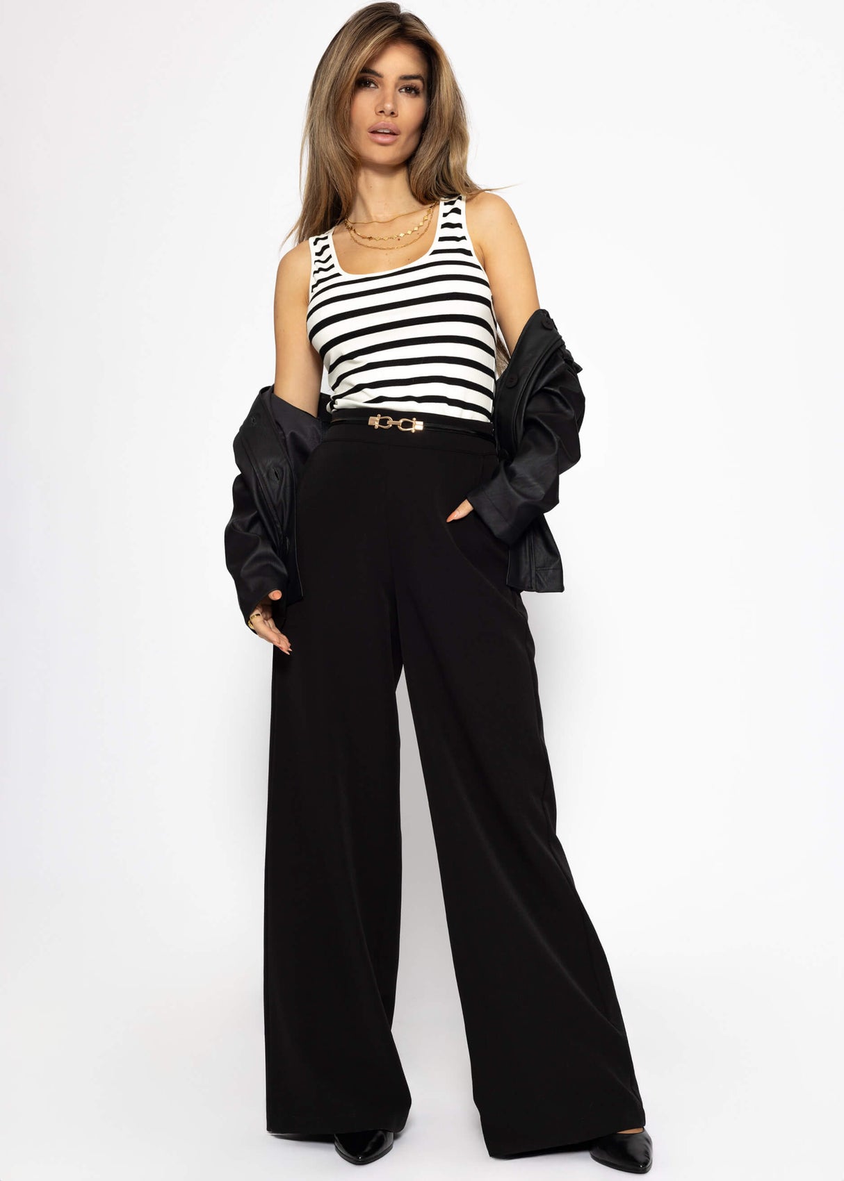 Striped tank top - off-white-black