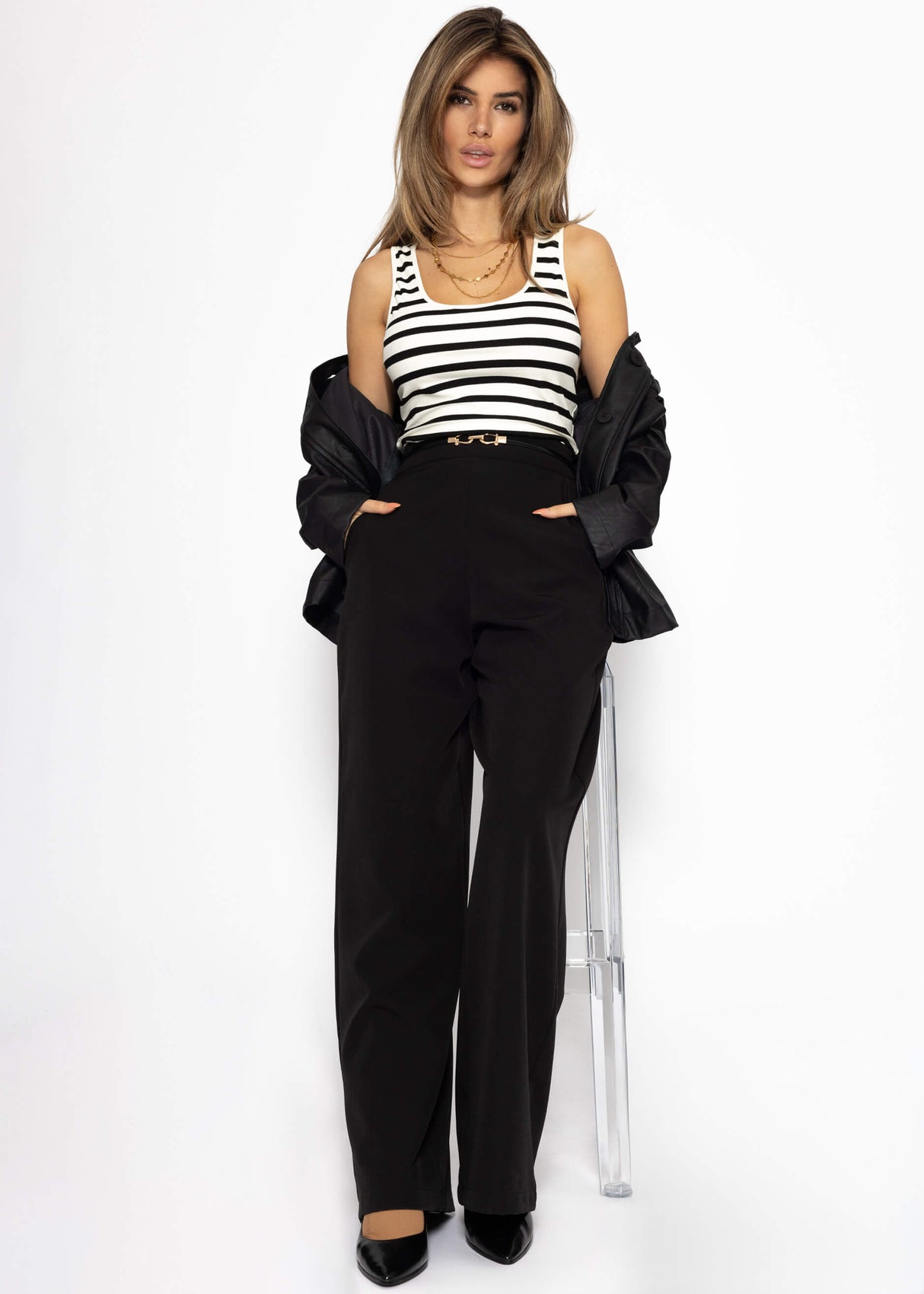 Striped tank top - off-white-black