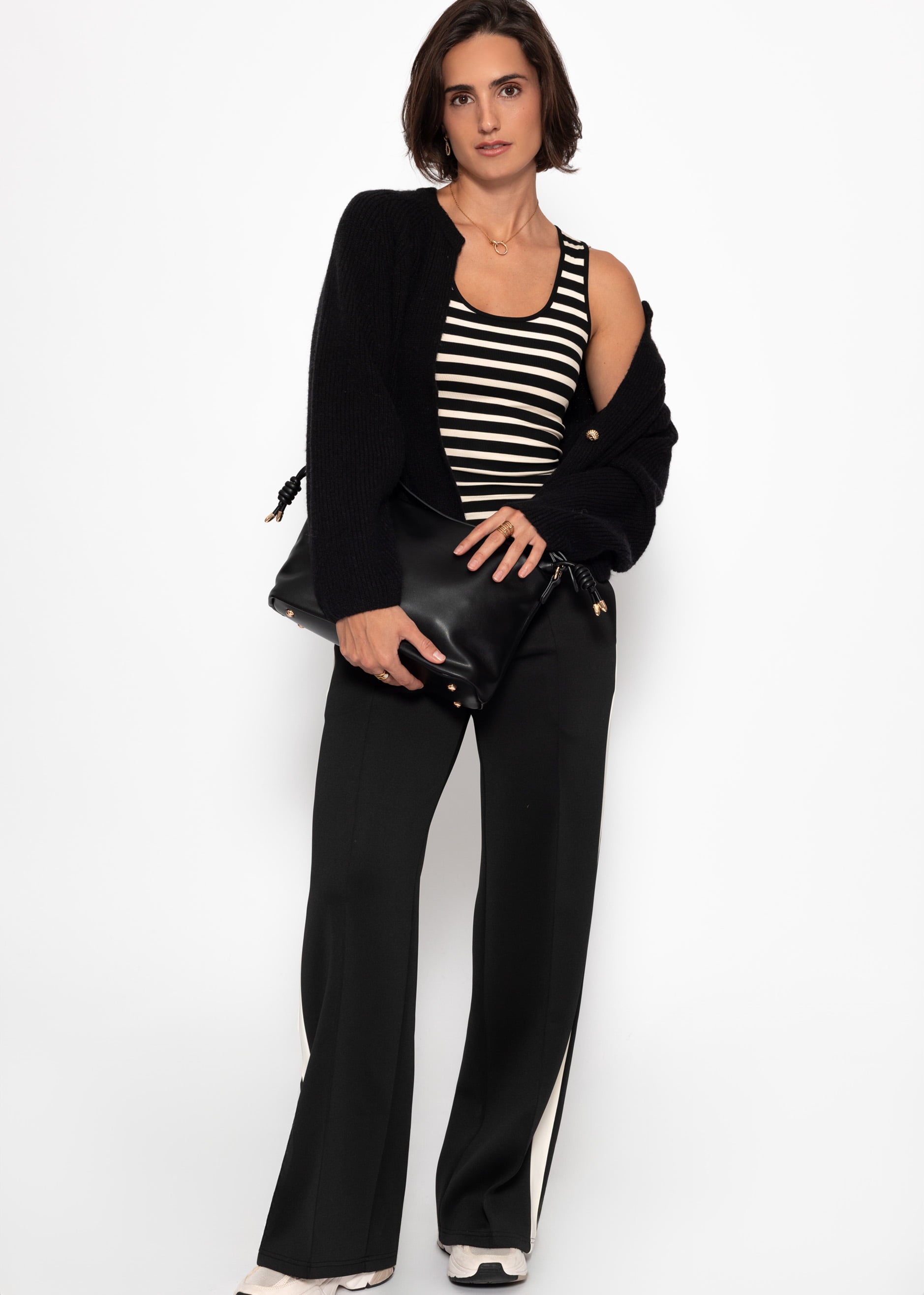 Gestreiftes Tank Top - schwarz-offwhite