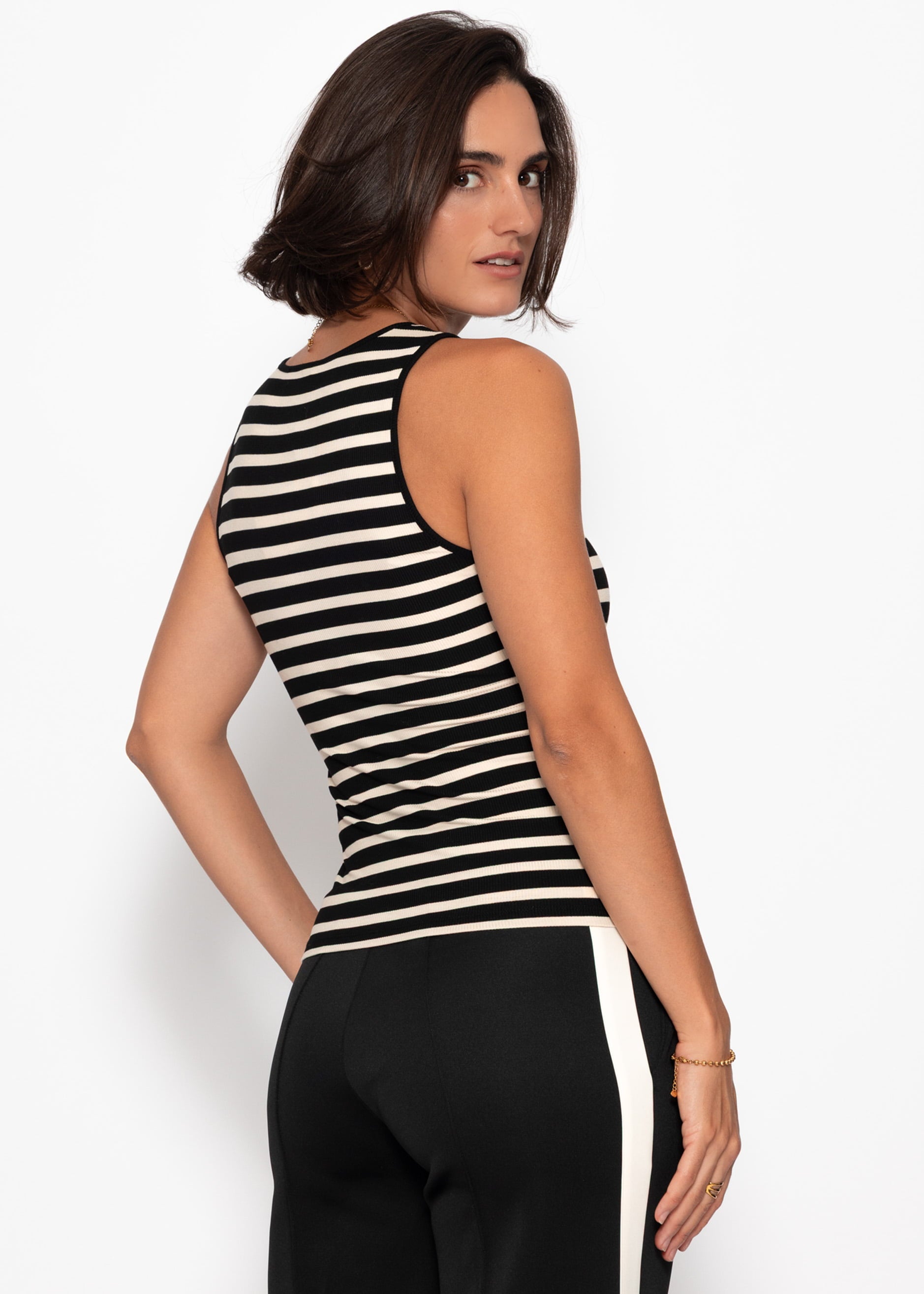 Gestreiftes Tank Top - schwarz-offwhite
