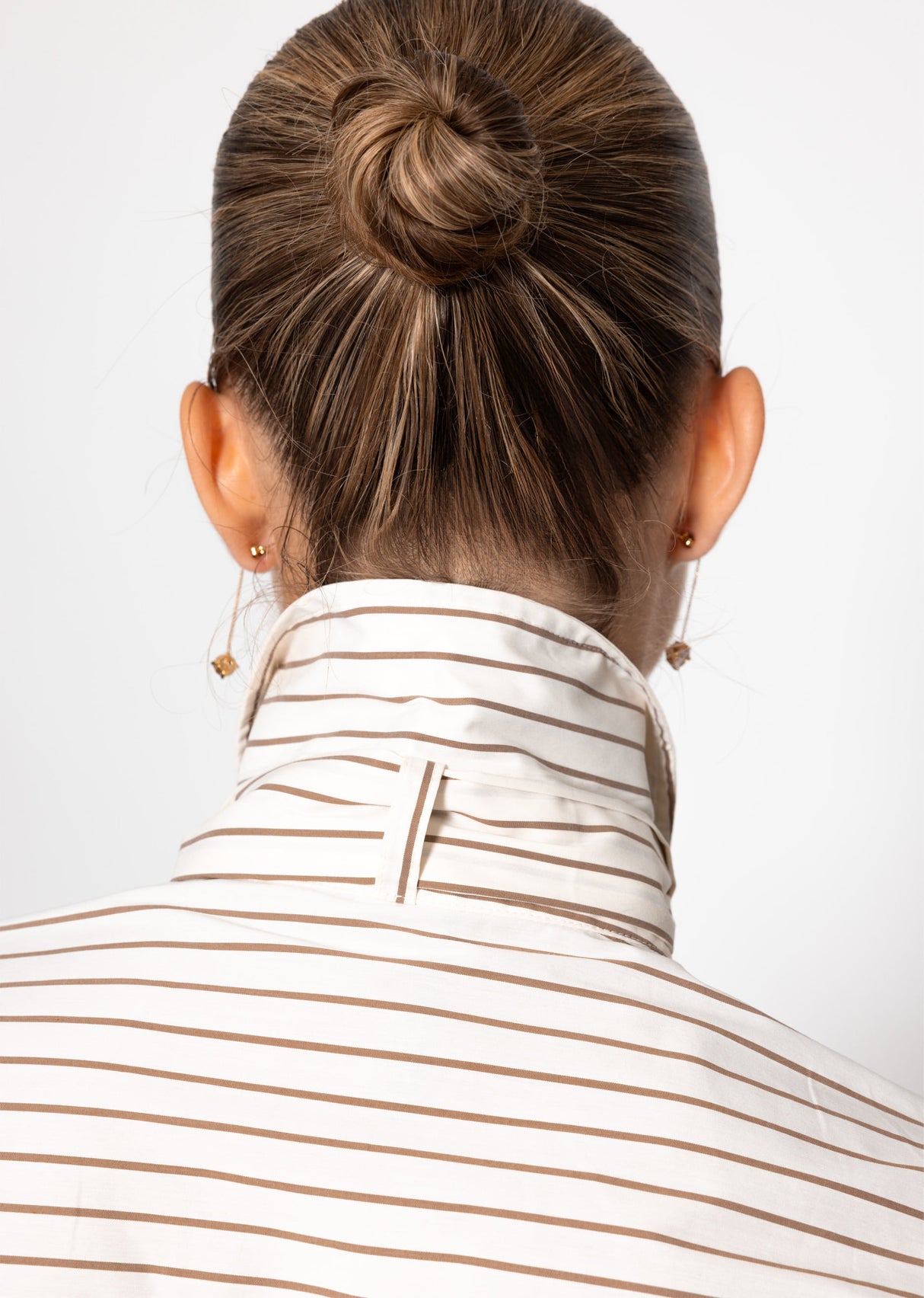 Gestreifte Schluppenbluse - beige