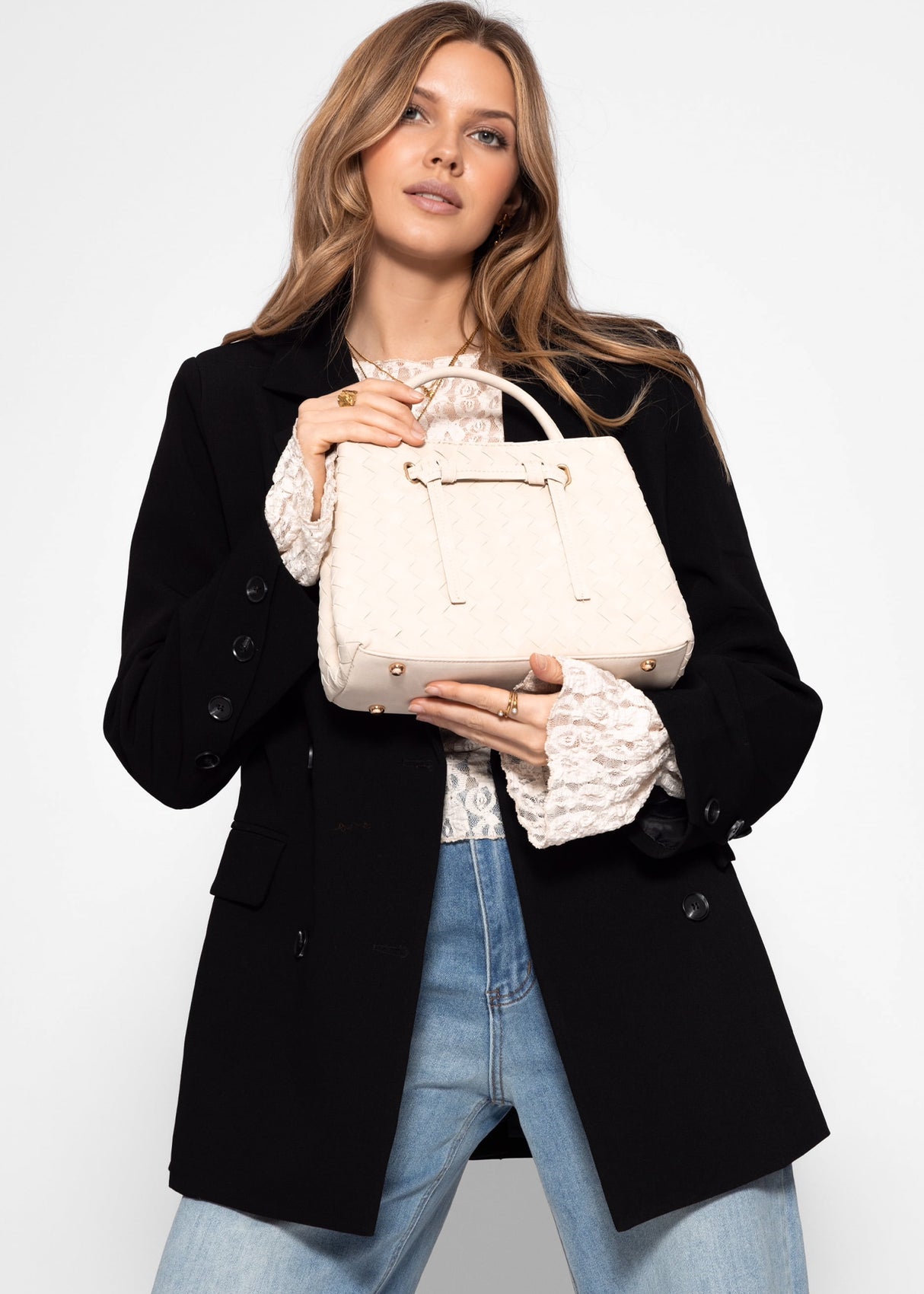 Gewebte Handtasche - greige