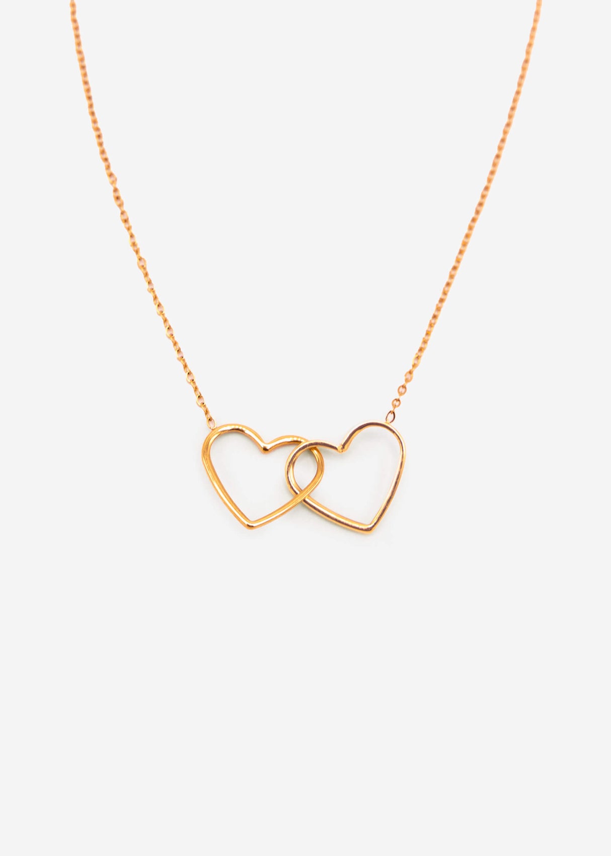 Necklace with two hearts - gold