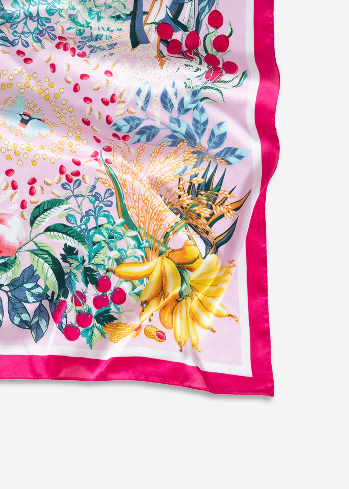 Halstuch mit Blumen und Früchten - rosa