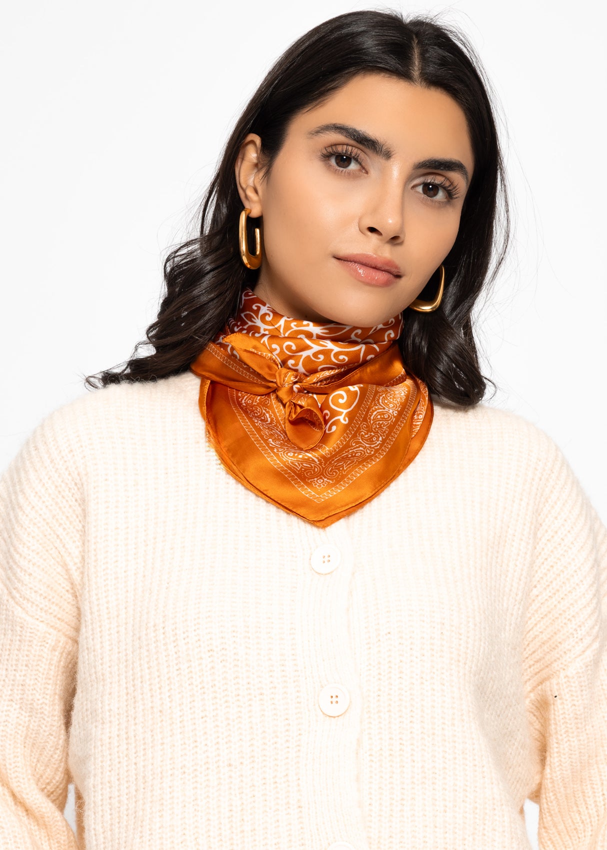 Halstuch mit filigranem Print - orange