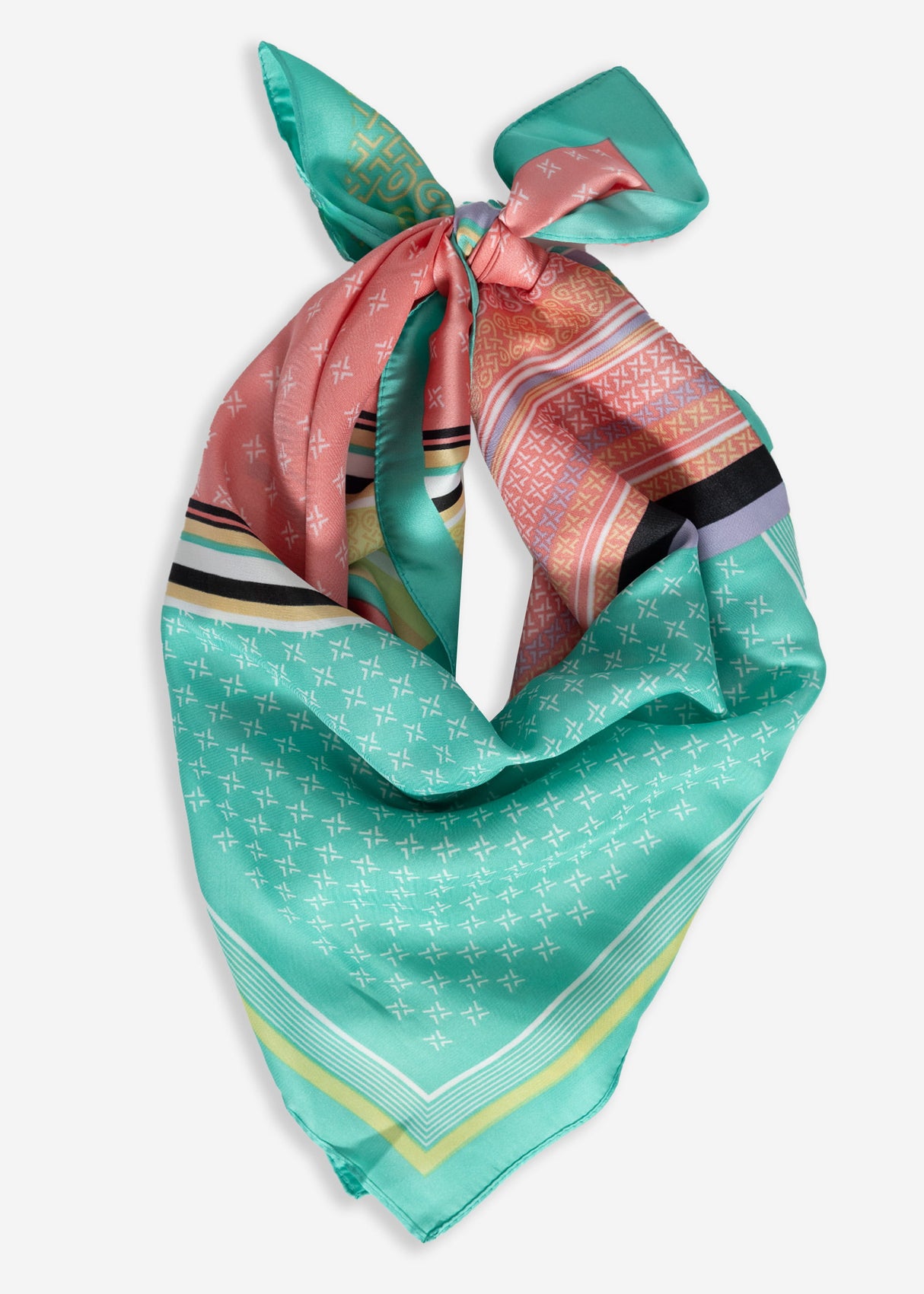 Scarf with geometric print - turquoise