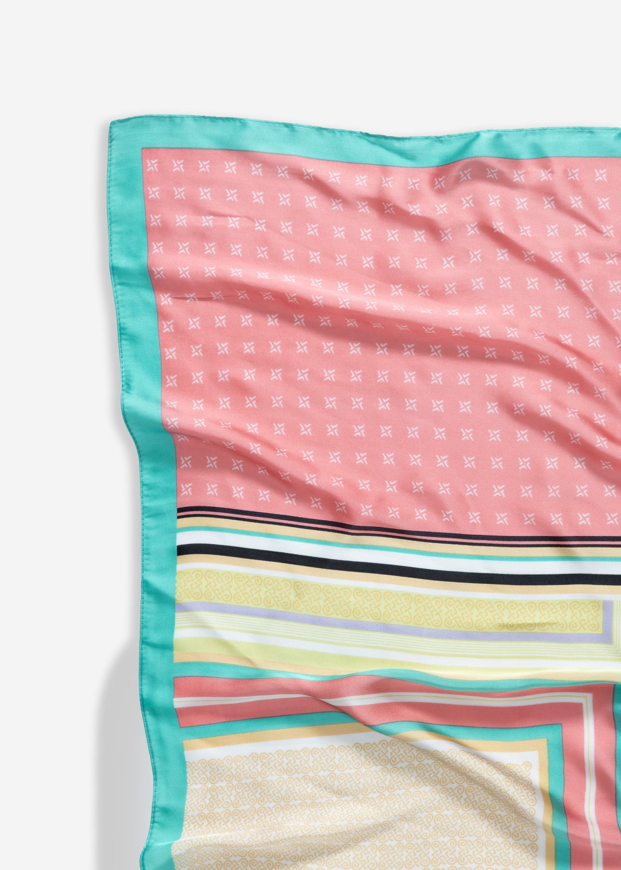 Scarf with geometric print - turquoise