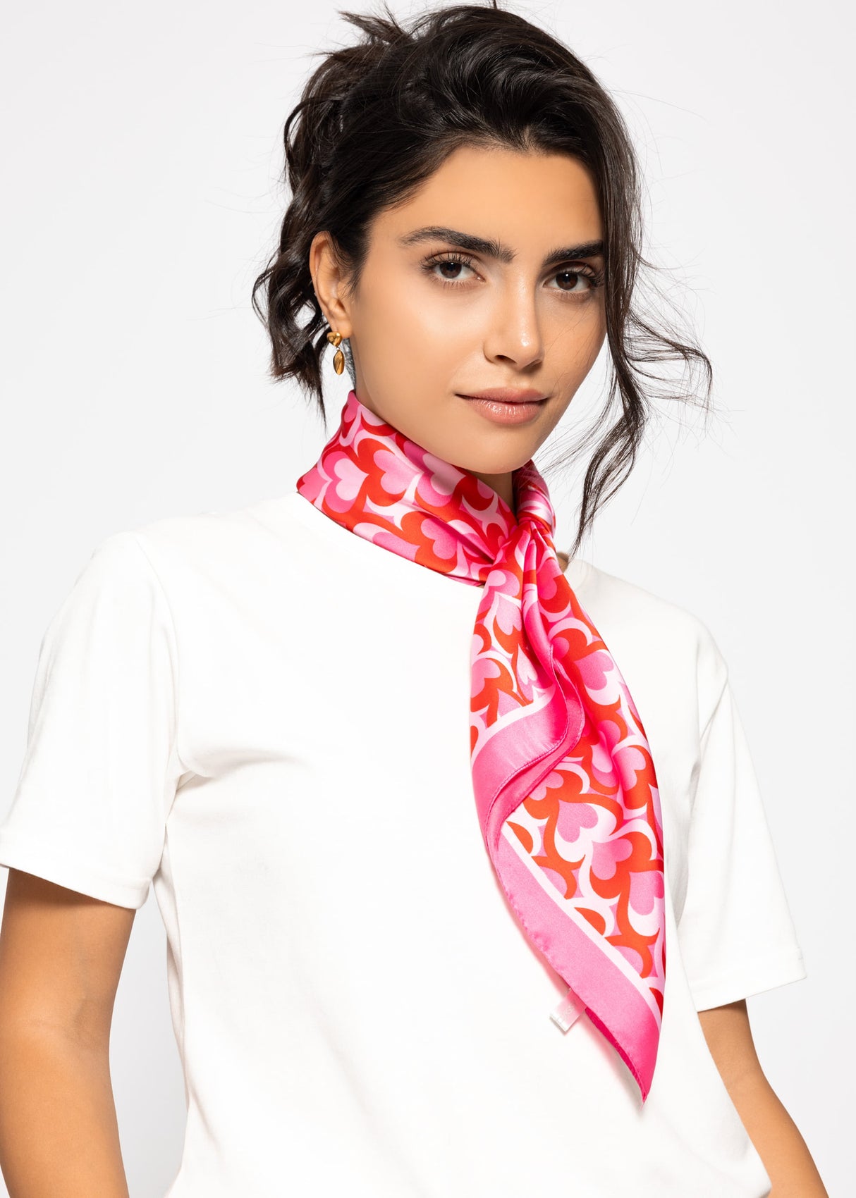 Halstuch mit Herz-Print - pink