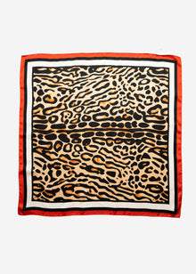 Neckerchief with leopard print - beige-red-black