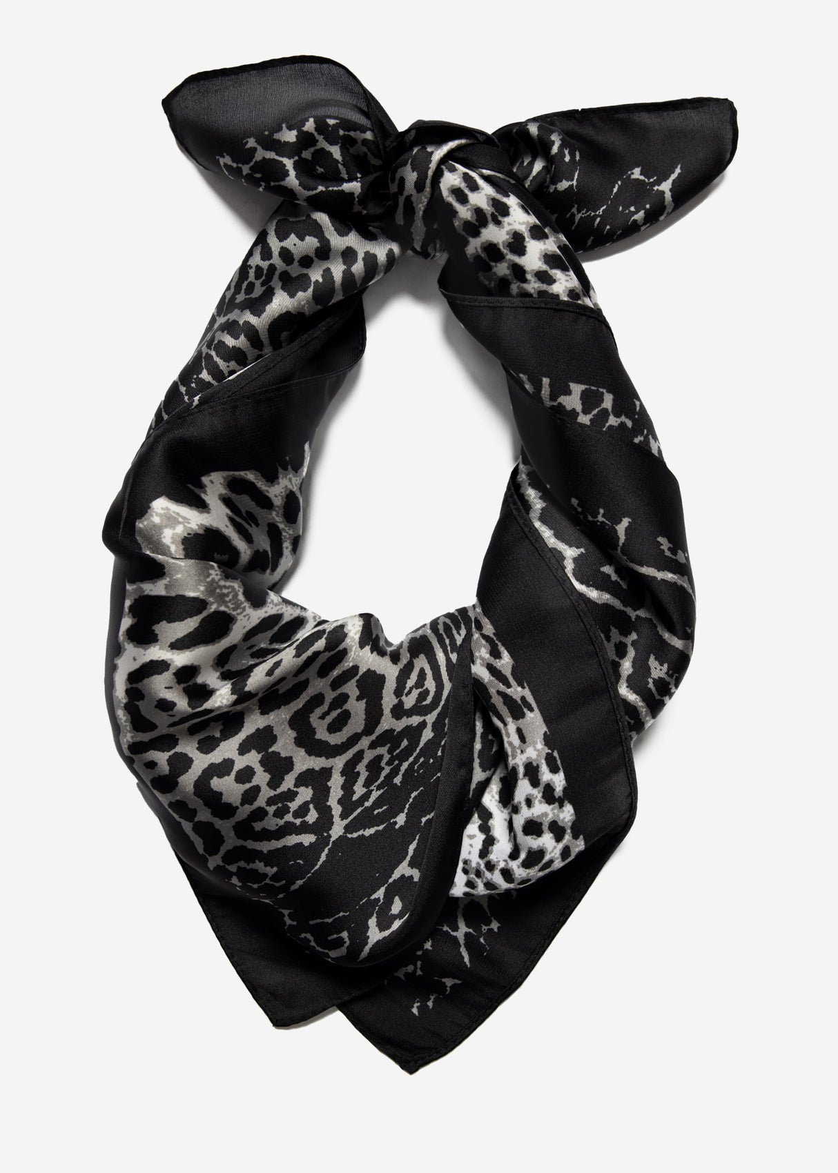 Scarf with leopard print - black
