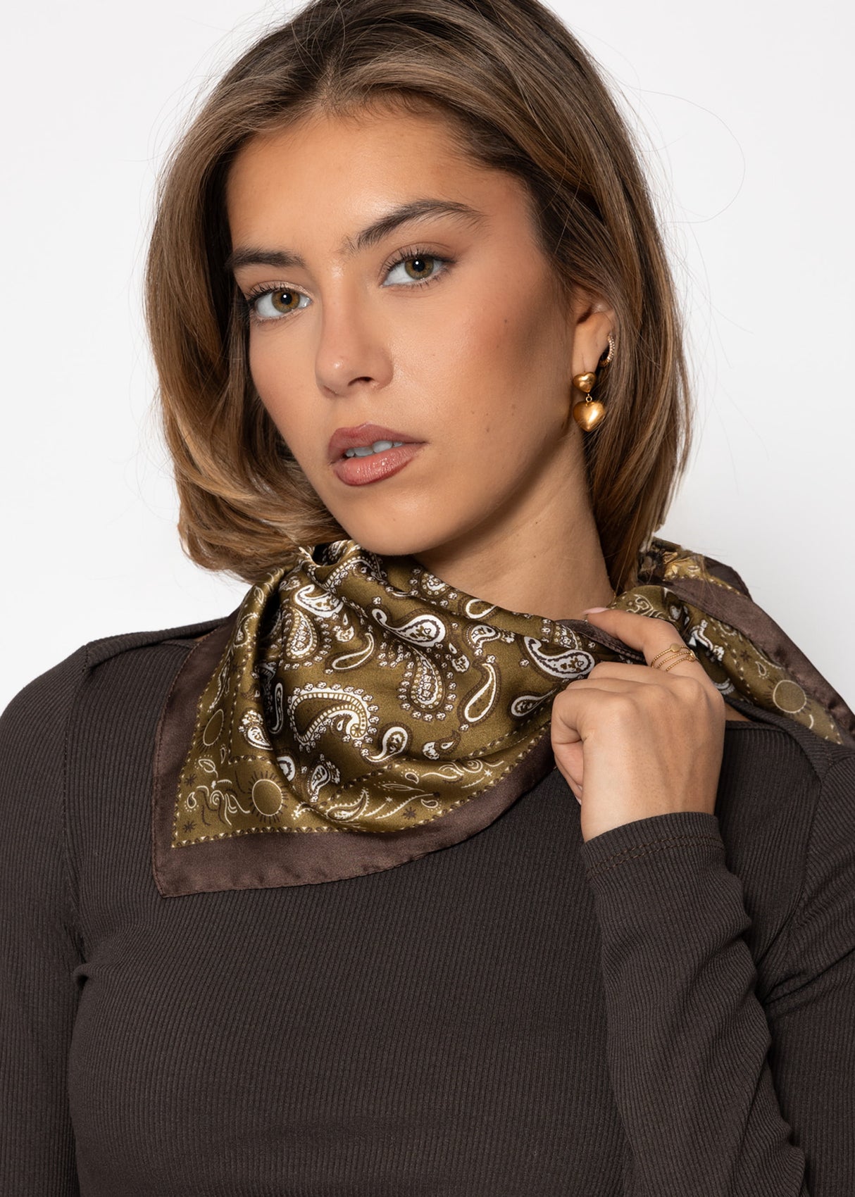 Halstuch mit Paisley-Print - khaki