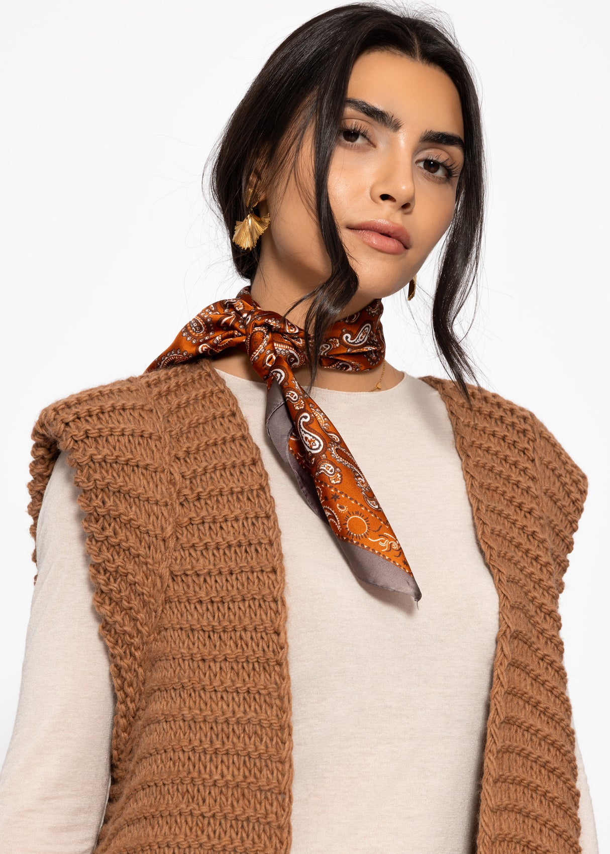 Paisley print scarf - orange