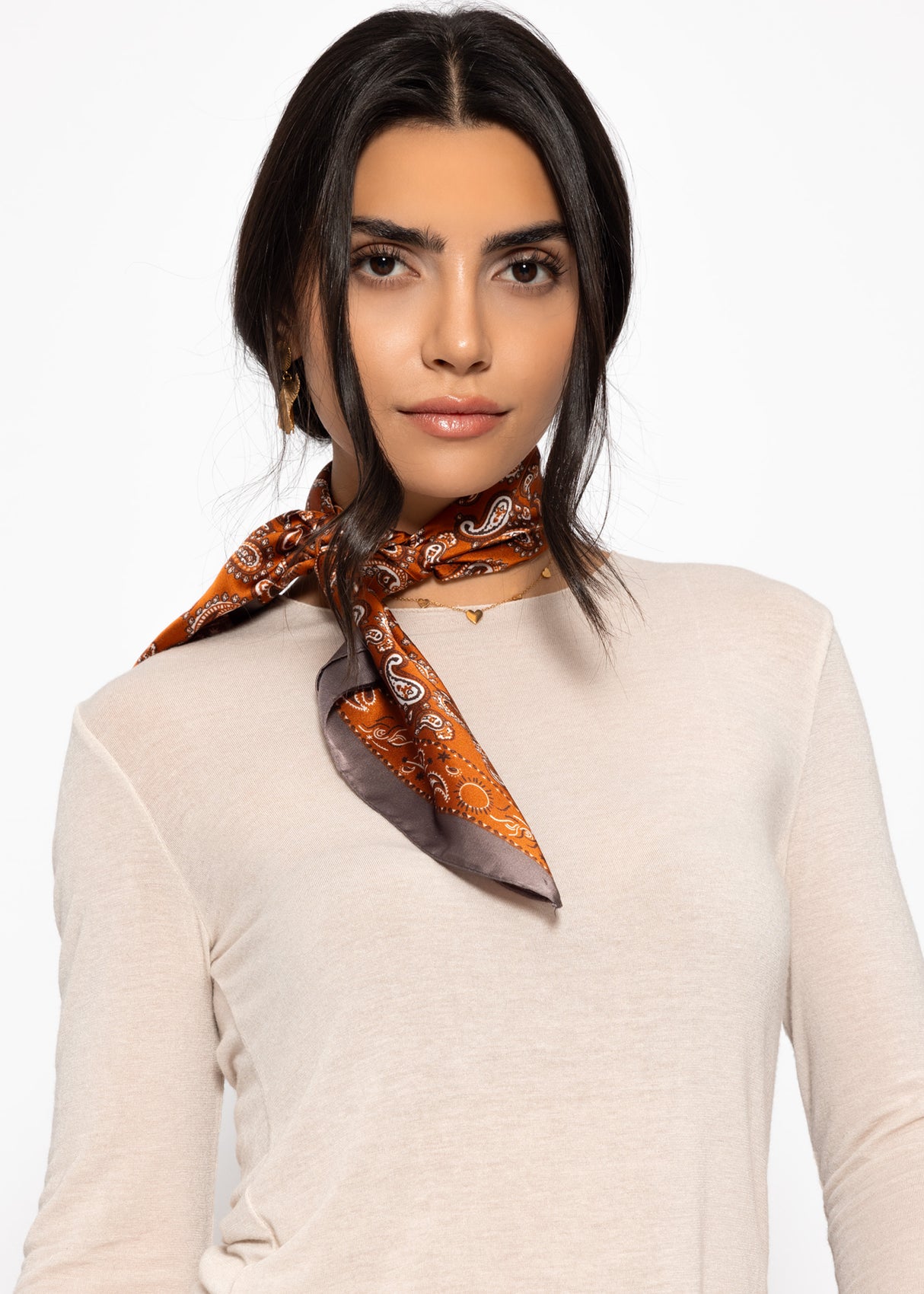 Paisley print scarf - orange