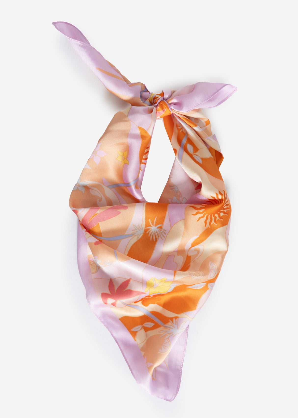 Halstuch mit Sommer Print - flieder-orange