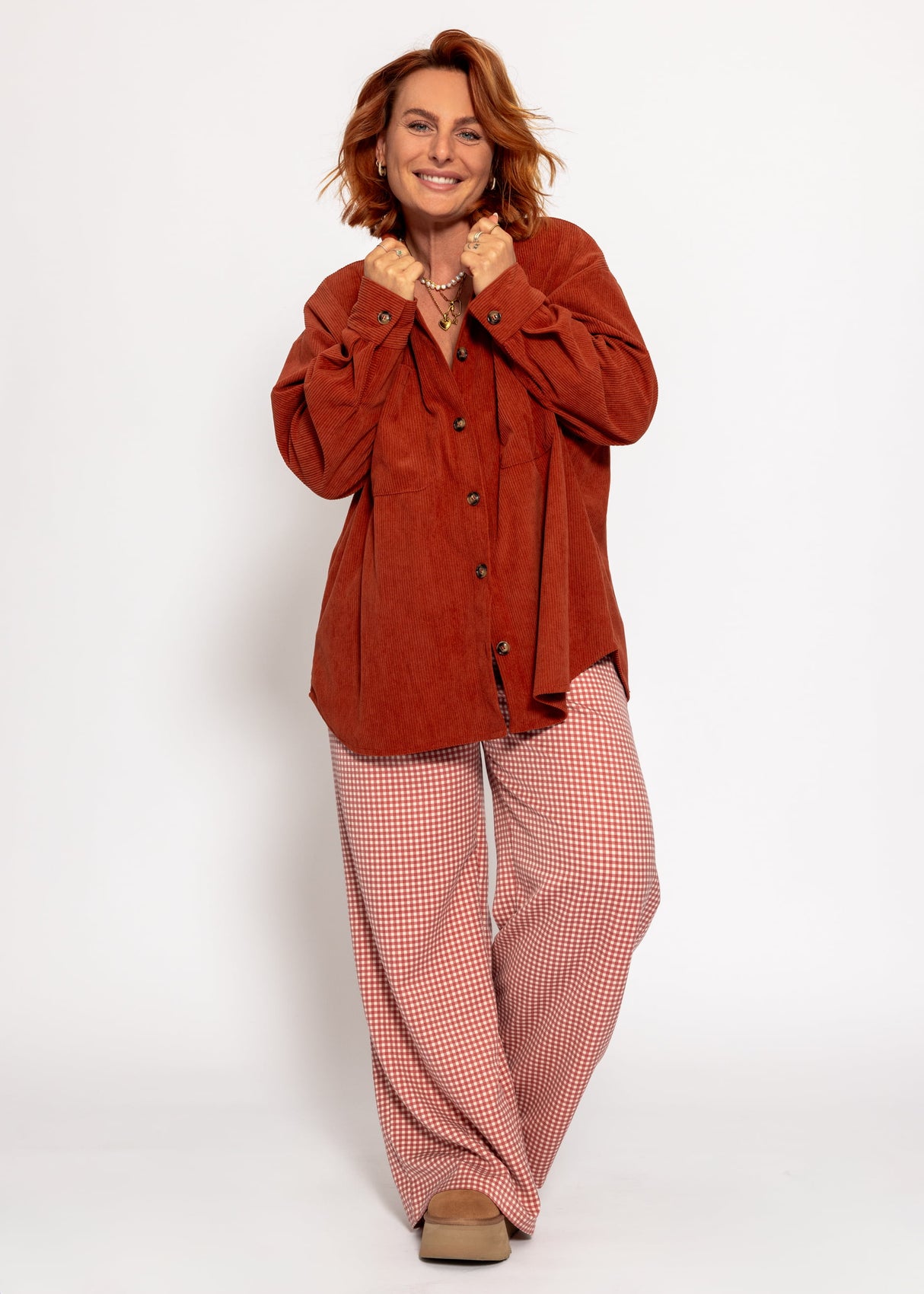 Hemdjacke aus Cord - rostrot